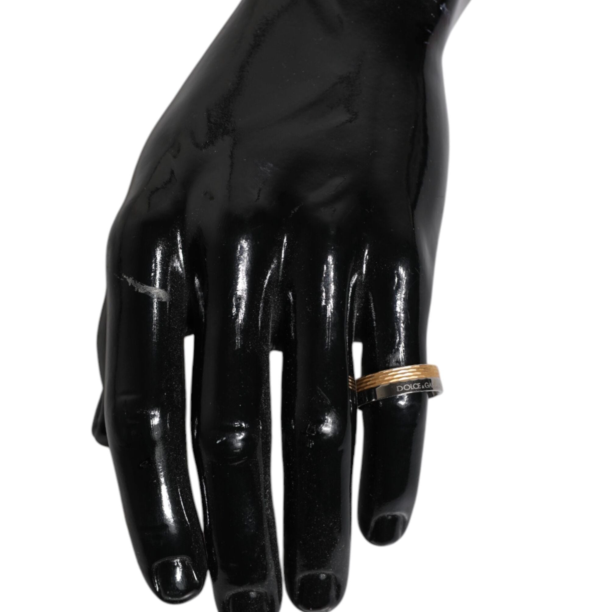 Dolce & Gabbana Gold Silver Tone Real Brass DG Logo Ring