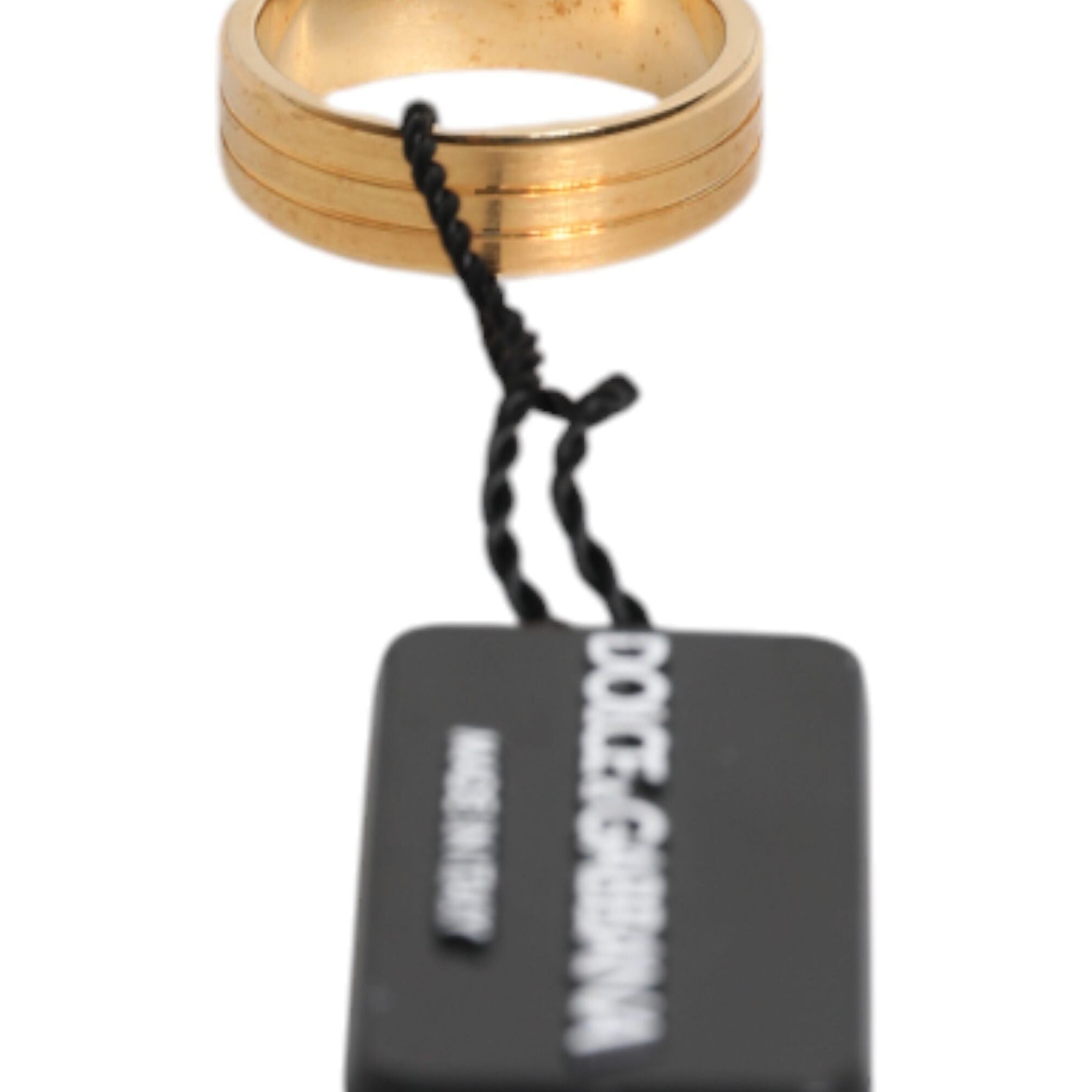 Dolce & Gabbana Gold Tone Brass Red Crystal DG Logo Ring