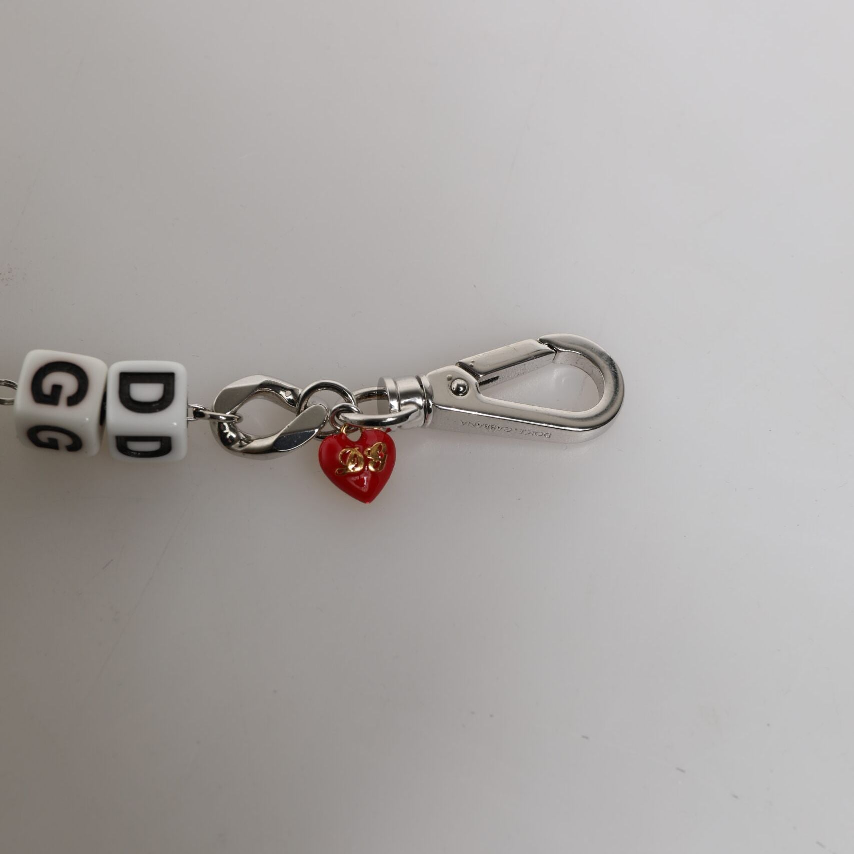 Dolce & Gabbana Silver Tone Brass Bead Dice Logo Embellish Charm Bracelet