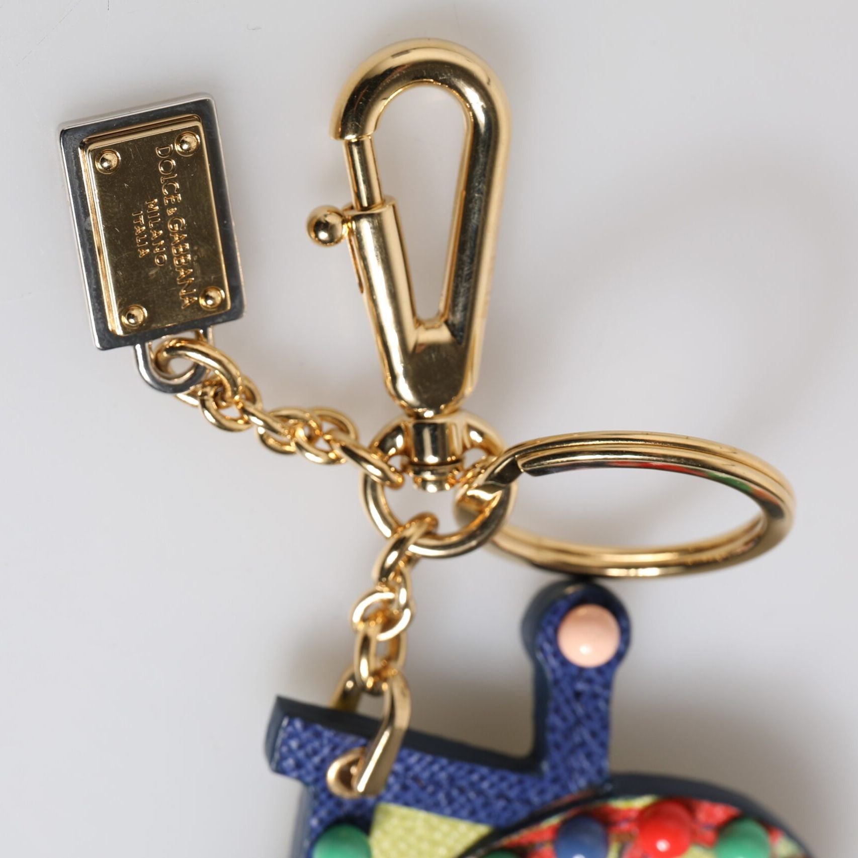 Dolce & Gabbana Multicolor Gold Tone Carretto Keychain Keyring