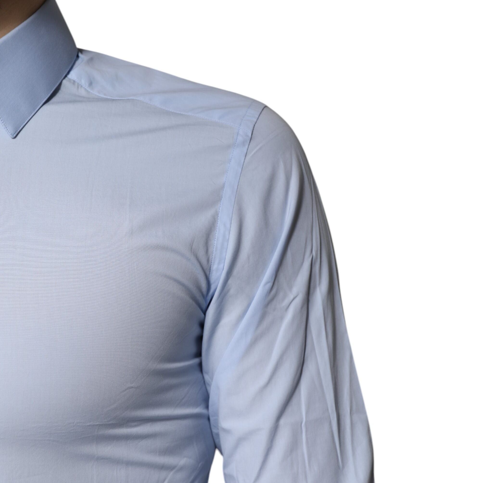 Dolce & Gabbana Light Blue Cotton GOLD Dress Formal Shirt