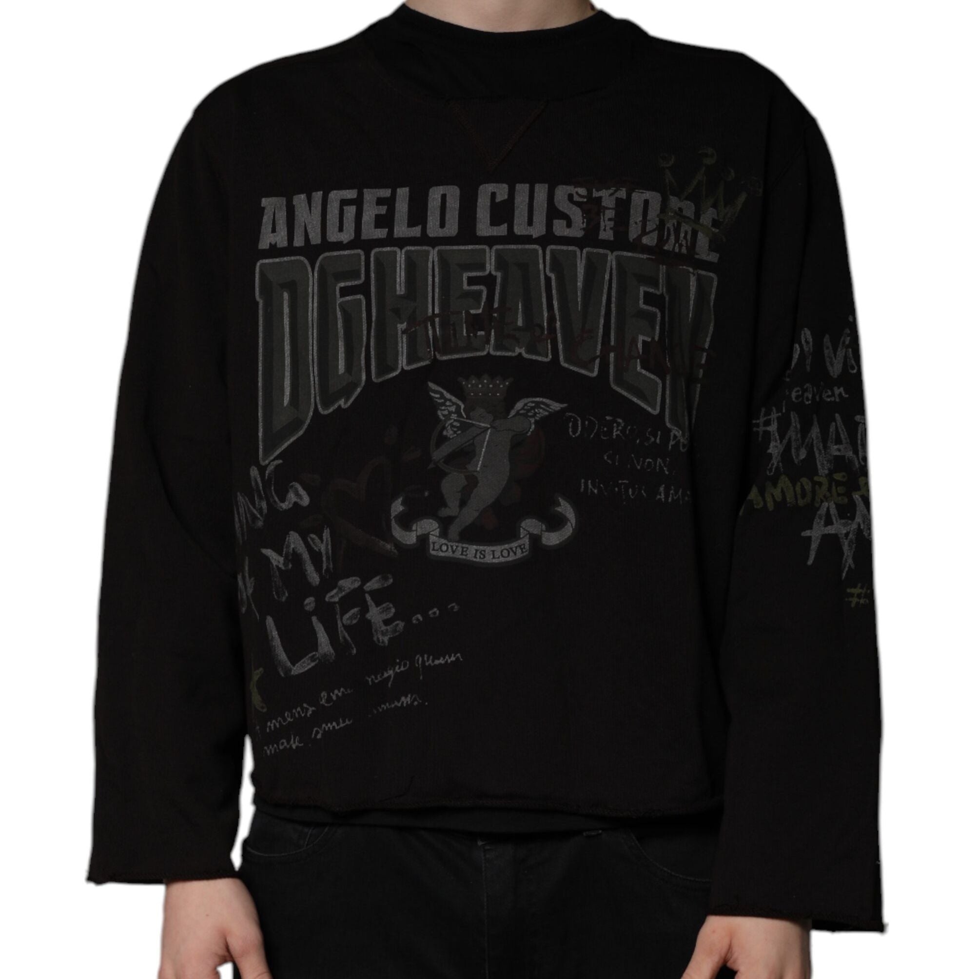 Dolce & Gabbana Black DG Heaven Crew Neck Pullover Sweater