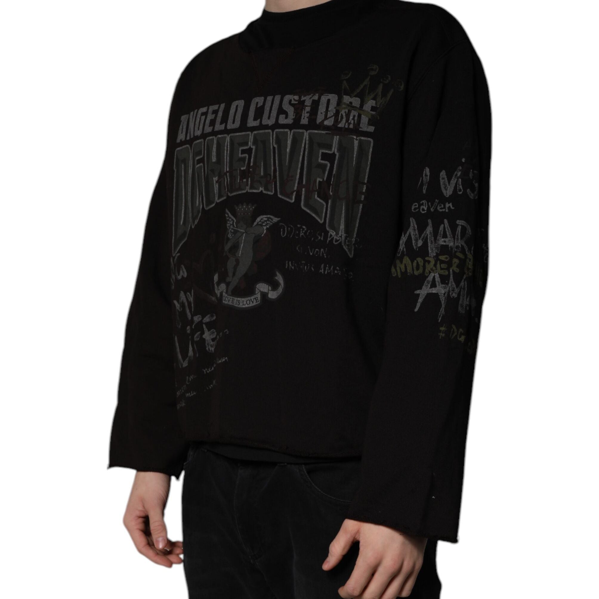 Dolce & Gabbana Black DG Heaven Crew Neck Pullover Sweater