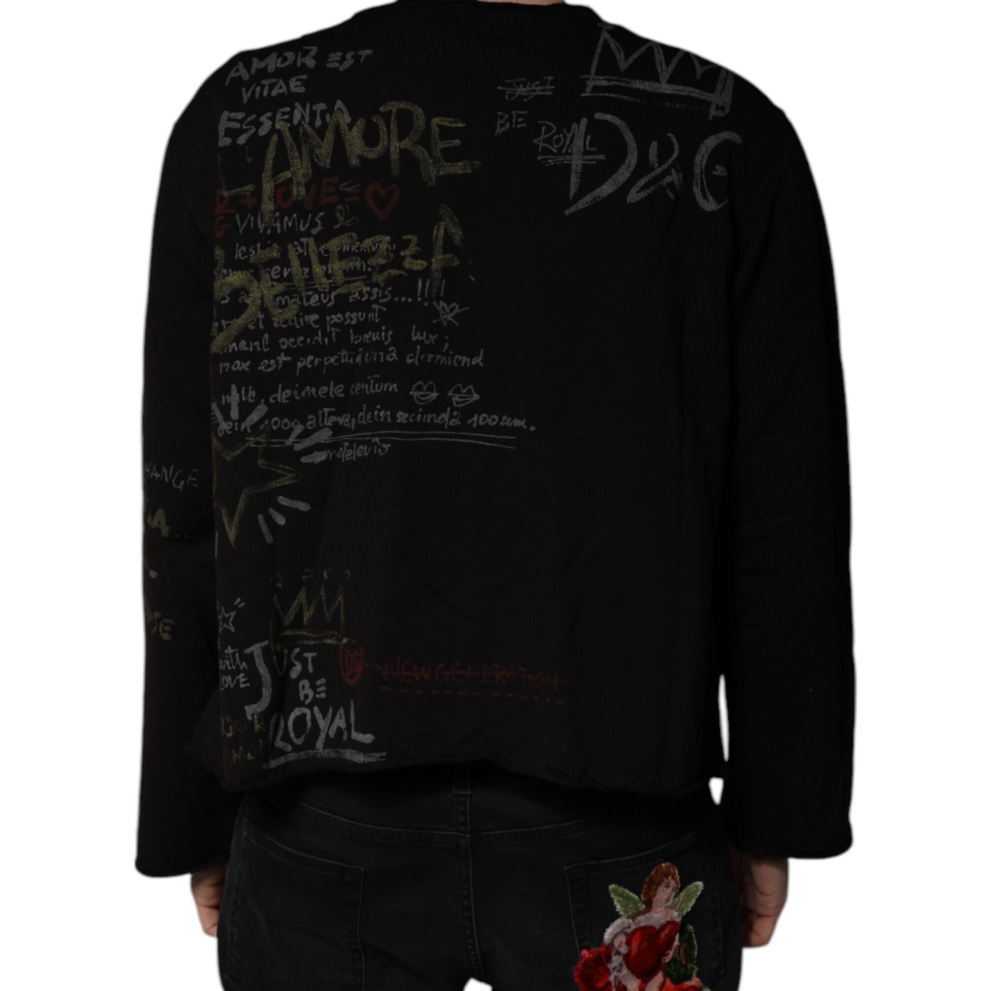 Dolce & Gabbana Black DG Heaven Crew Neck Pullover Sweater