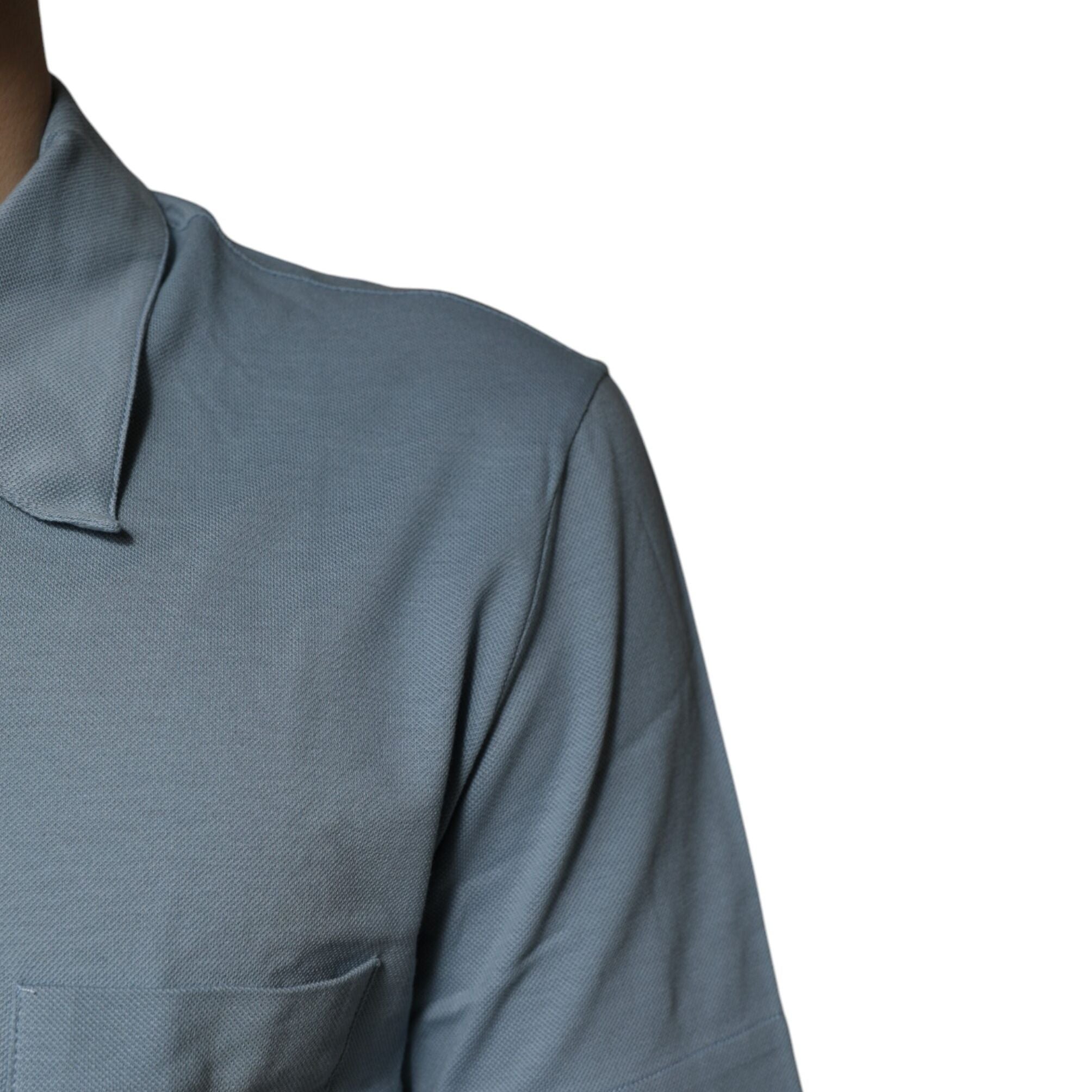 Dolce & Gabbana Blue Cotton Button Down Casual Men Polo Shirt