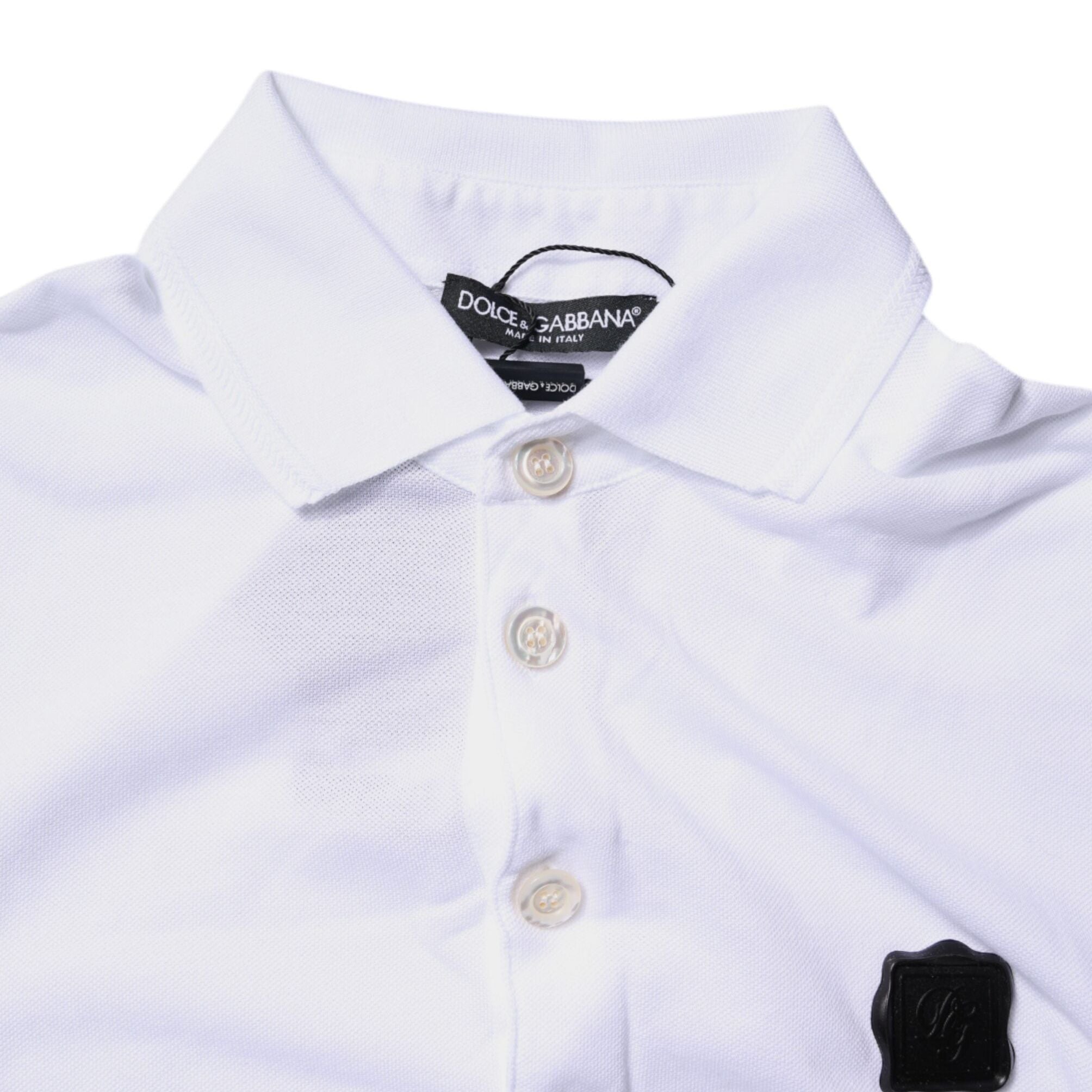 Dolce & Gabbana White Cotton Logo Collared Polo T-shirt