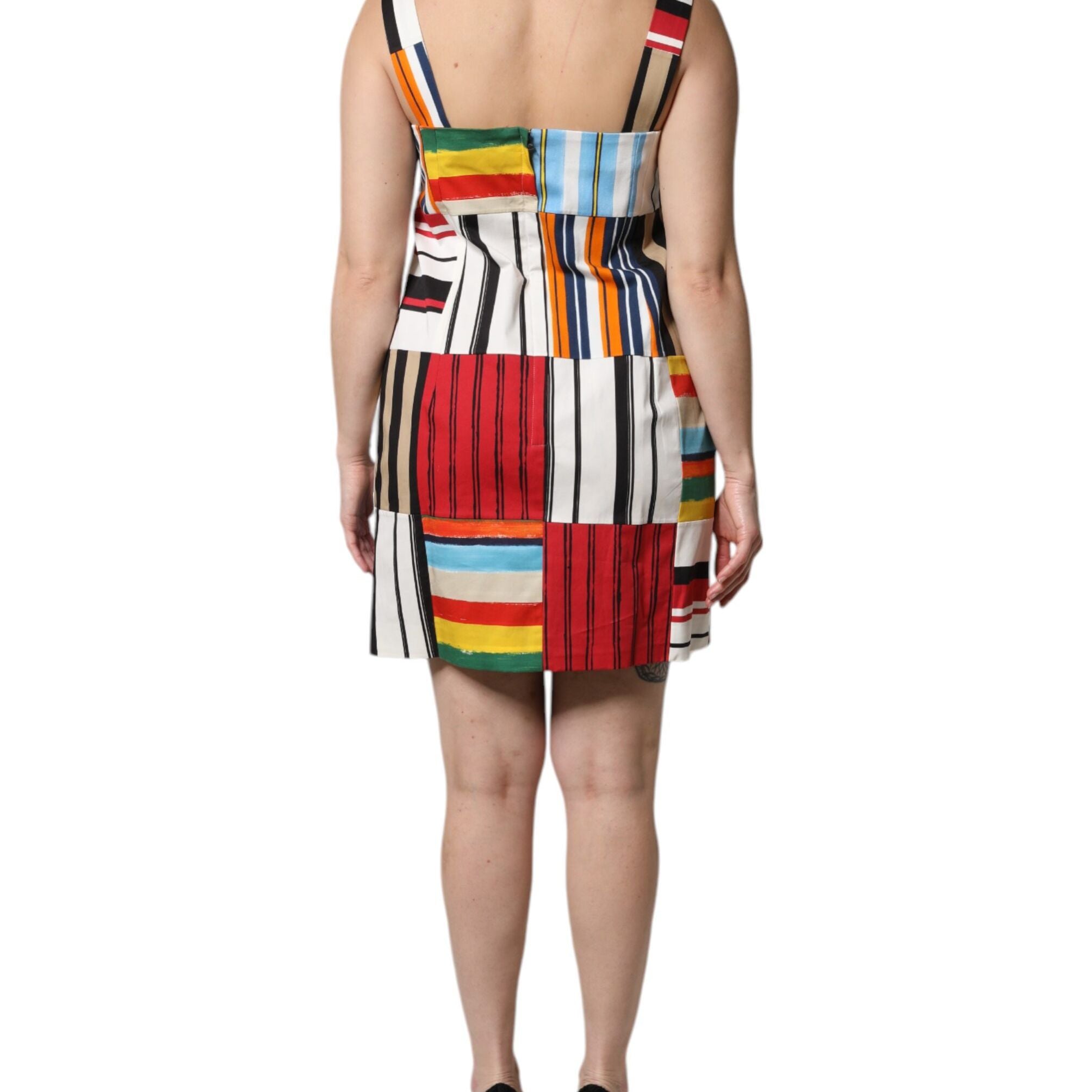 Dolce & Gabbana Multicolor Cotton Stripe Sleeveless Dress