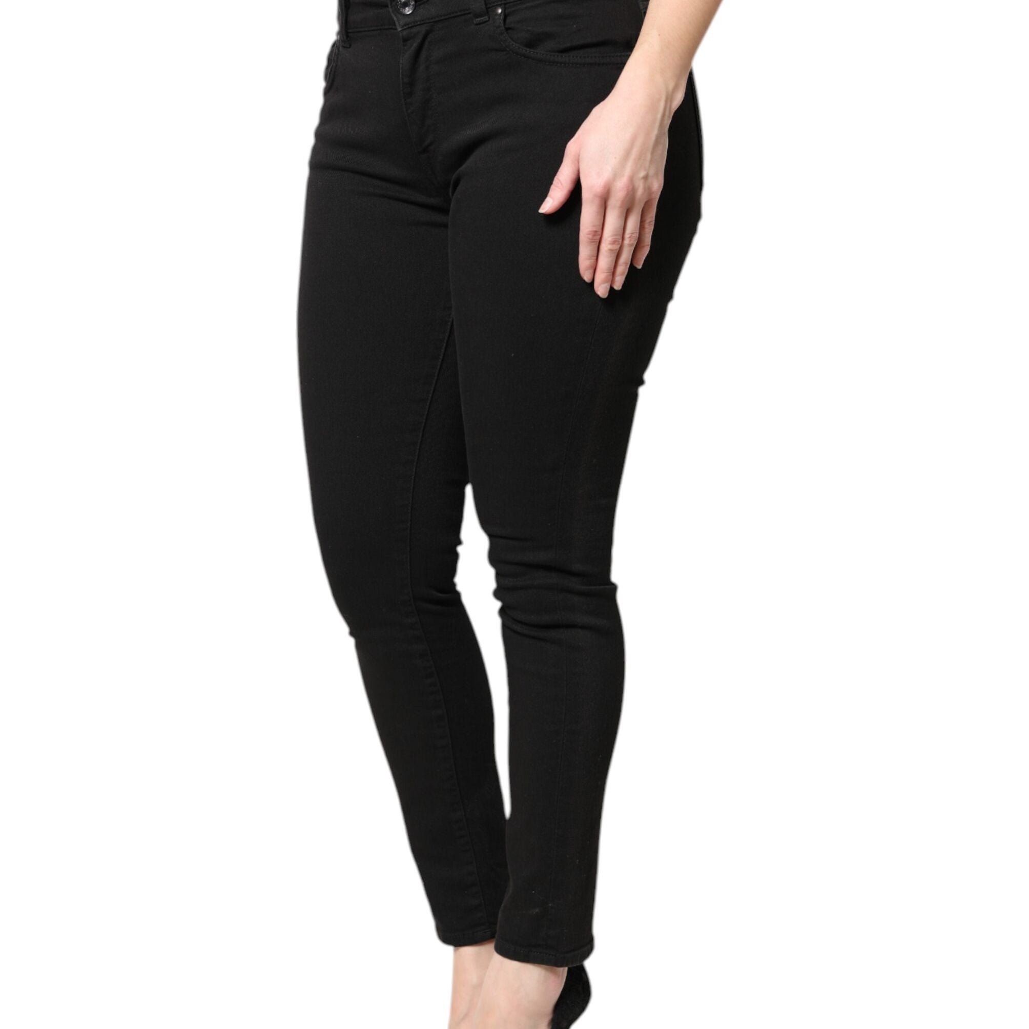 Dolce & Gabbana Black Cotton Mid Waisted Skinny Denim Jeans