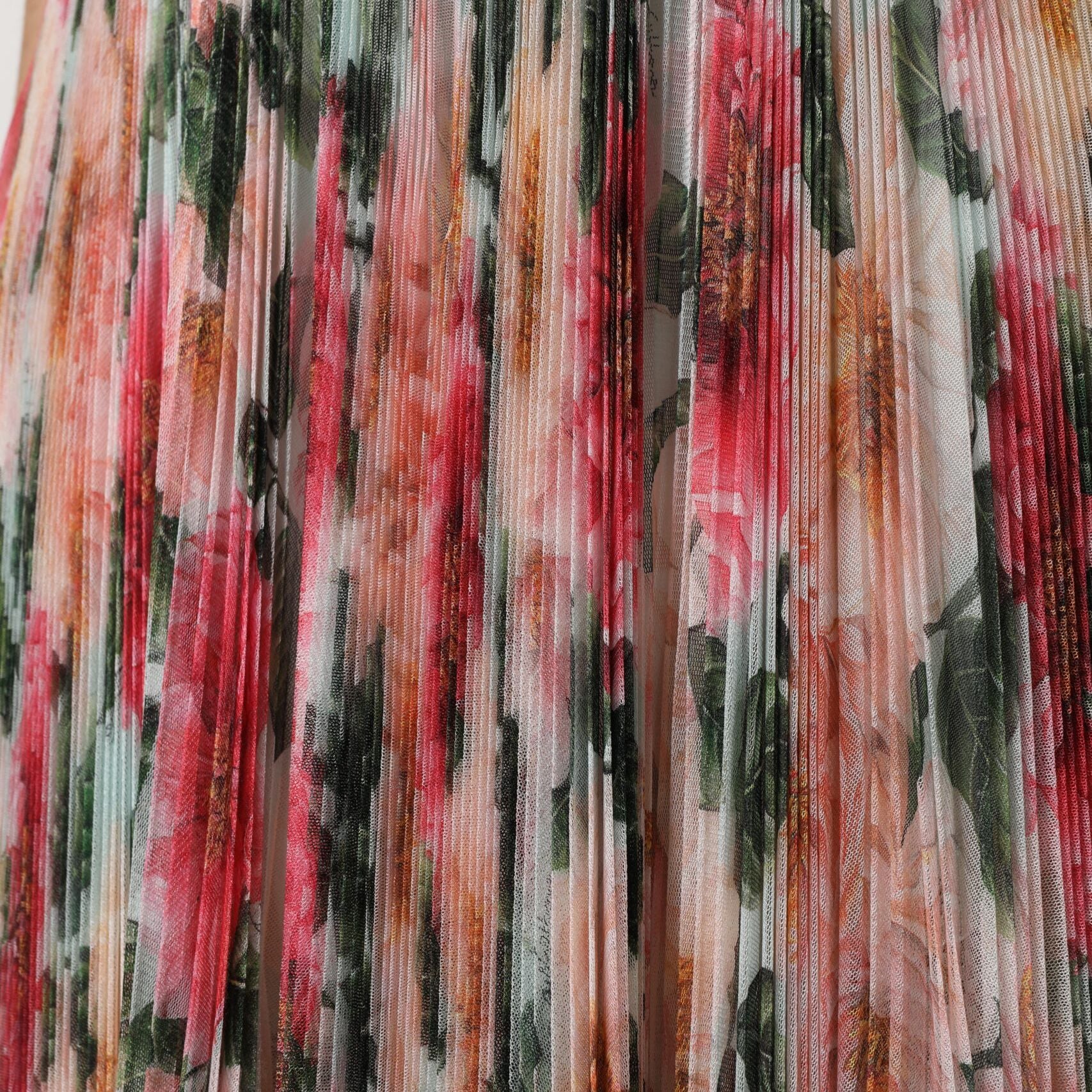 Dolce & Gabbana Multicolor Silk Floral High Waist Midi Skirt