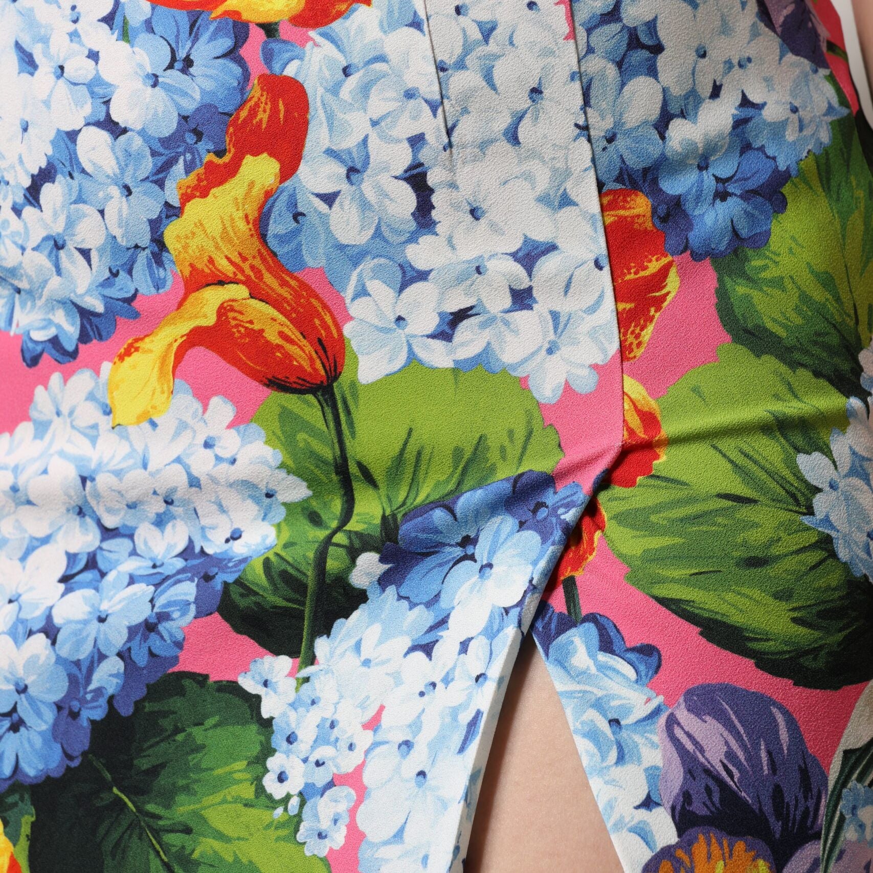 Dolce & Gabbana Multicolor Floral Print High Waist Midi Skirt