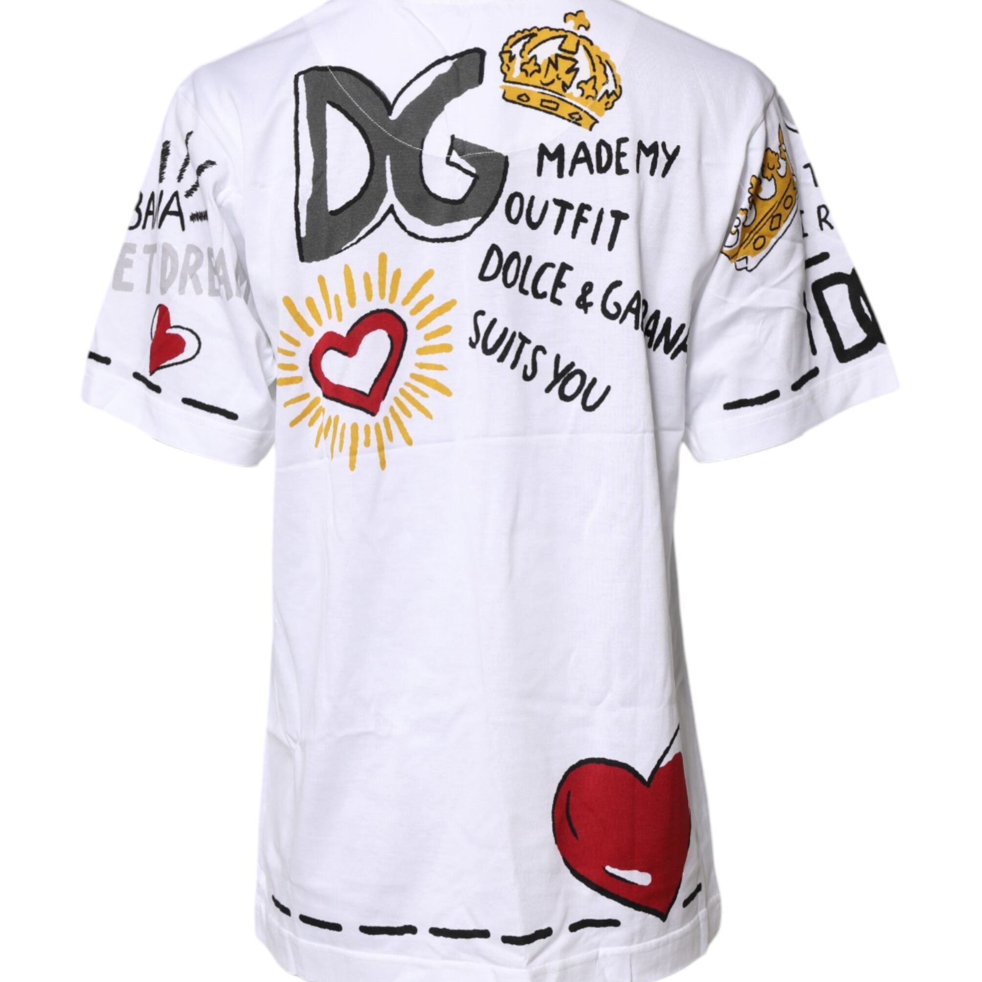 Dolce & Gabbana White Short-Sleeved Printed Jersey T-shirt