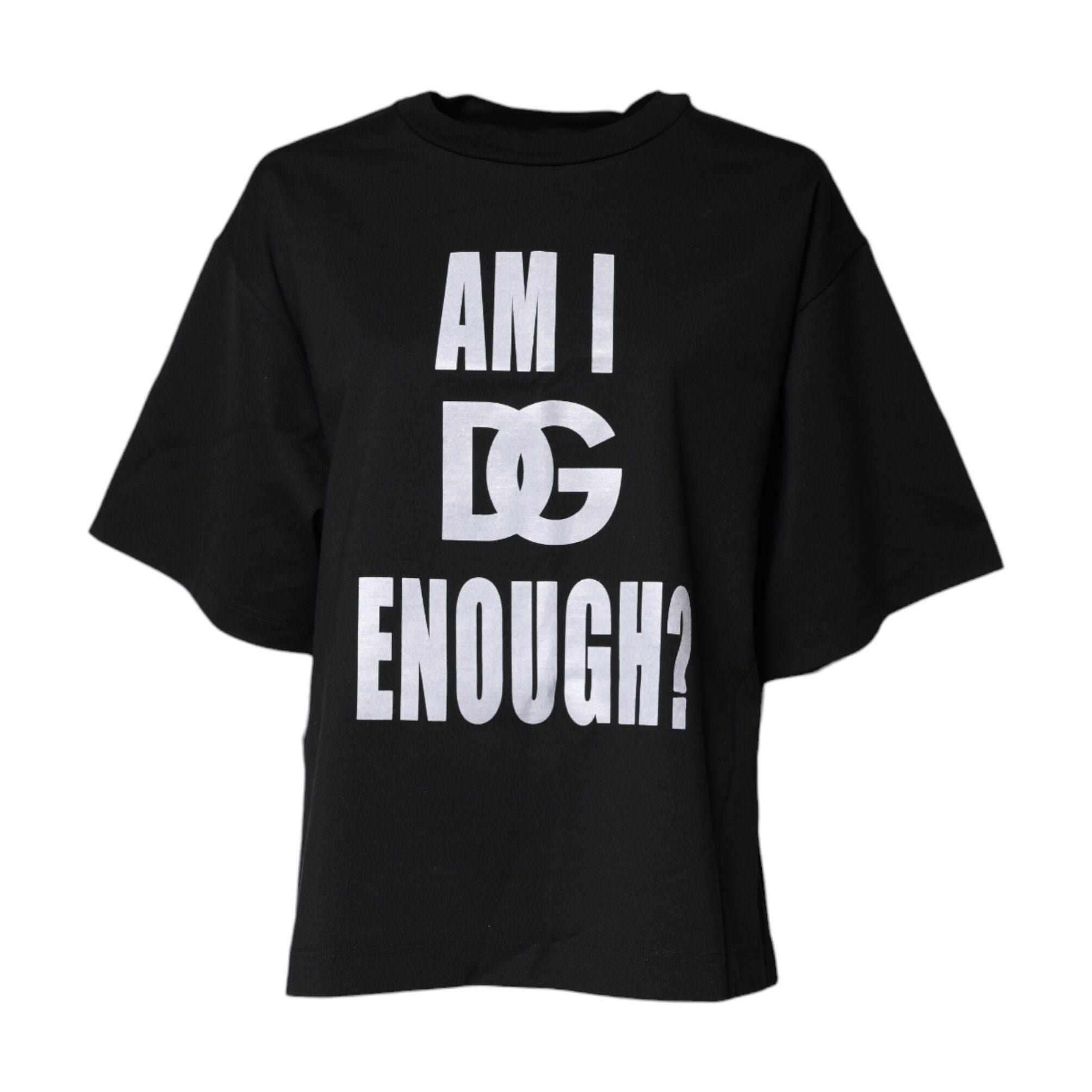 Dolce & Gabbana Black Printed Cotton Crew Neck Tee T-shirt