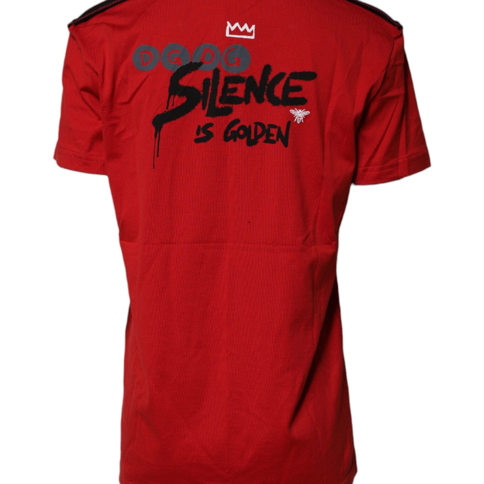 Dolce & Gabbana Red Cotton Graphic Print Crew Neck T-shirt
