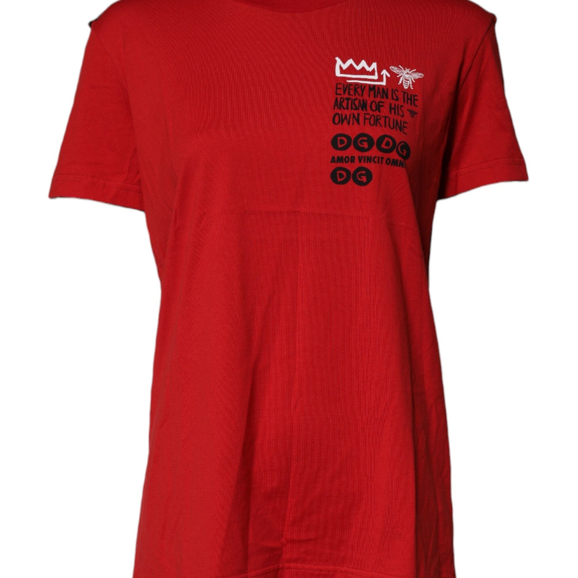 Dolce & Gabbana Red Cotton Round Neck Short Sleeves T-shirt