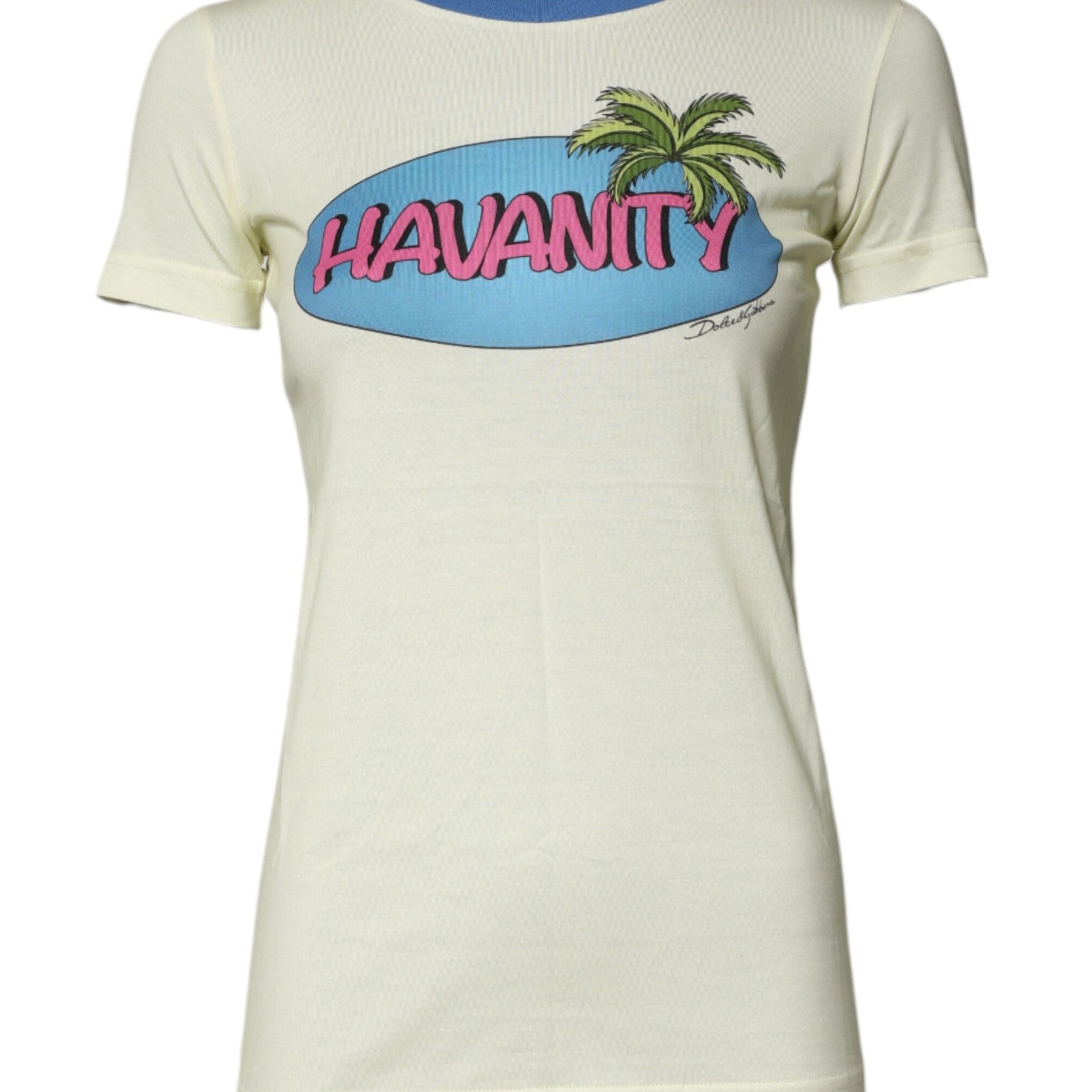 Dolce & Gabbana Light Yellow Cotton Short Sleeve T-shirt