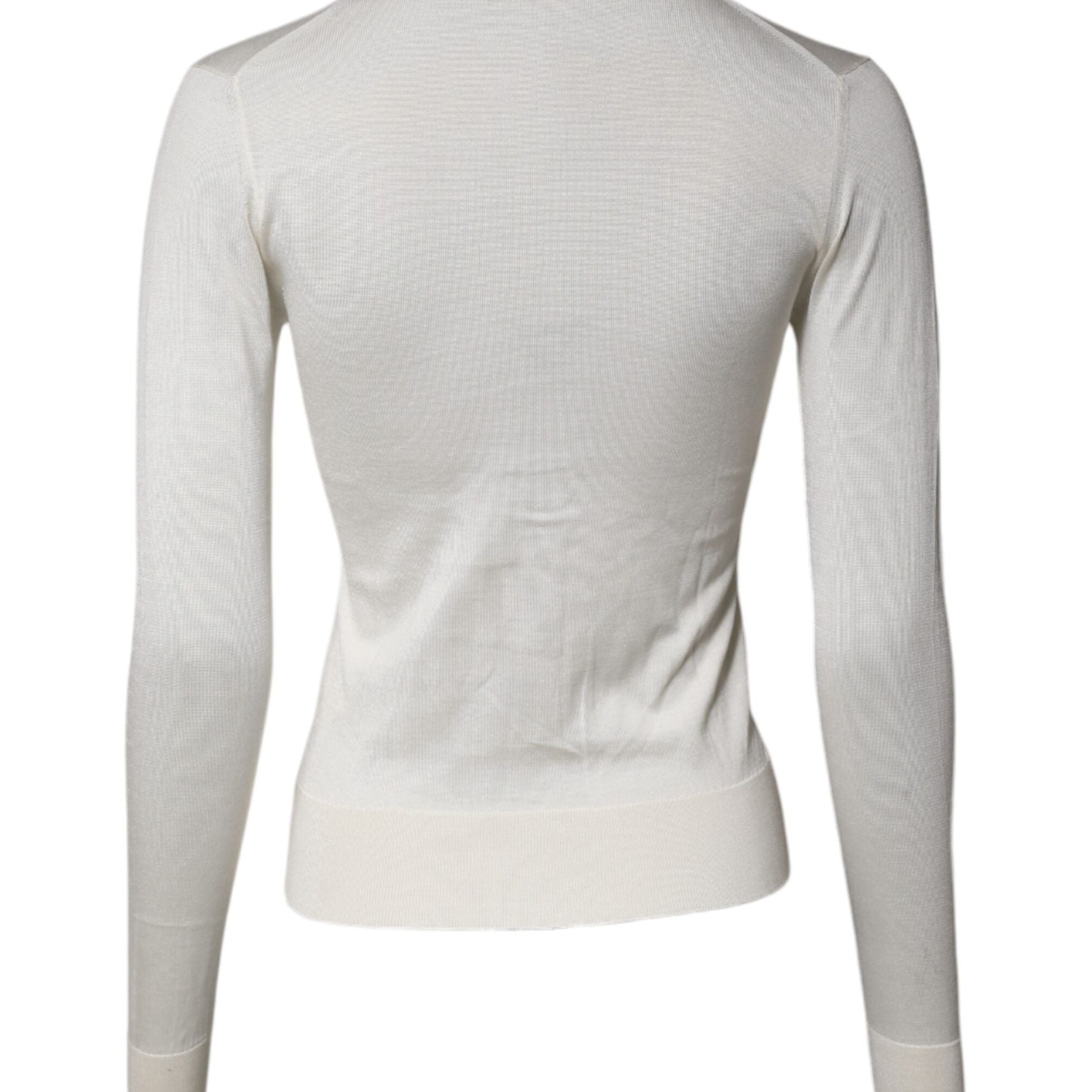 Dolce & Gabbana Cream Floral Silk Embellished Cardigan Sweater