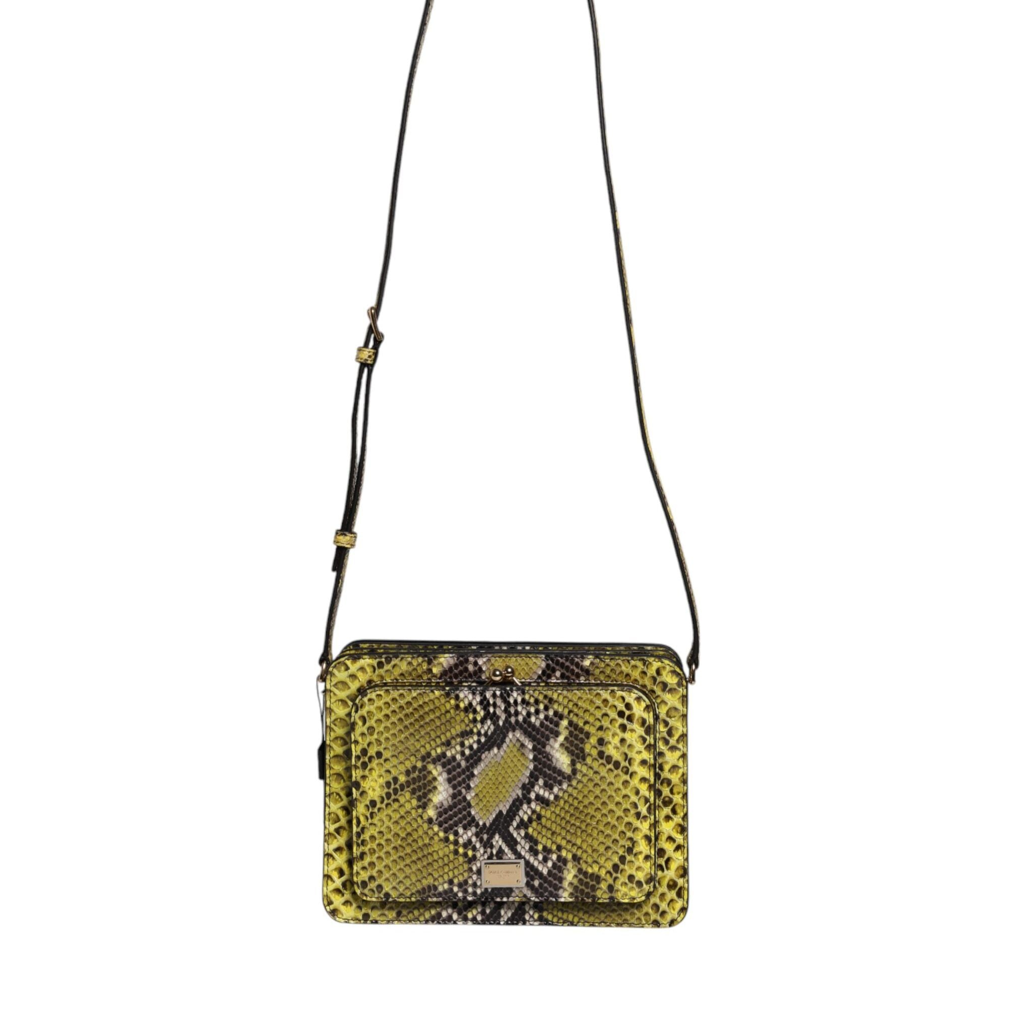 Dolce & Gabbana Green Exotic Leather DG Plaque Crossbody Clutch Bag