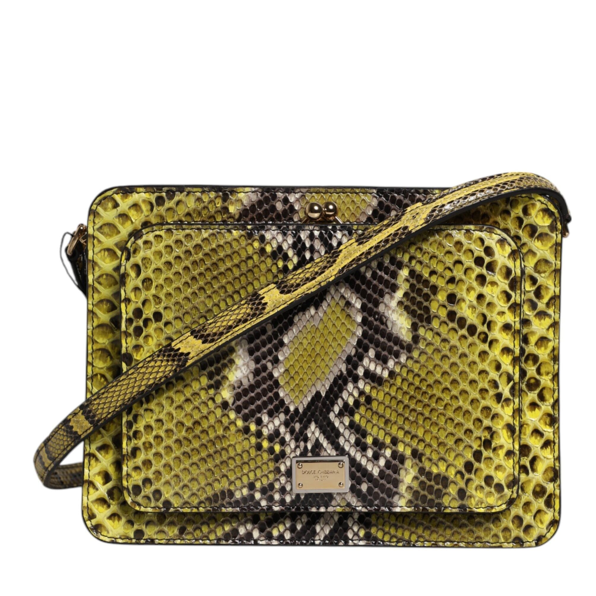 Dolce & Gabbana Green Exotic Leather DG Plaque Crossbody Clutch Bag