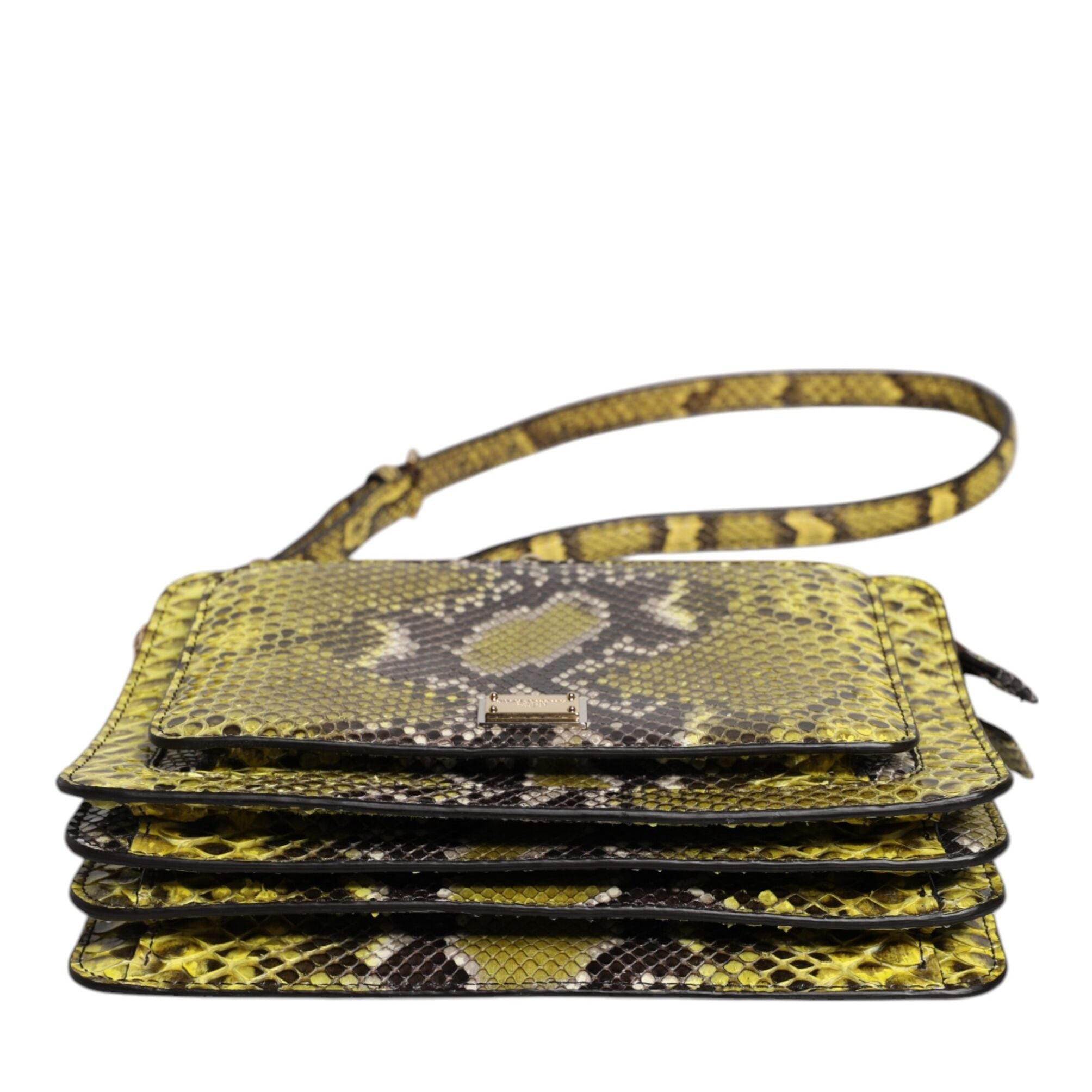 Dolce & Gabbana Green Exotic Leather DG Plaque Crossbody Clutch Bag