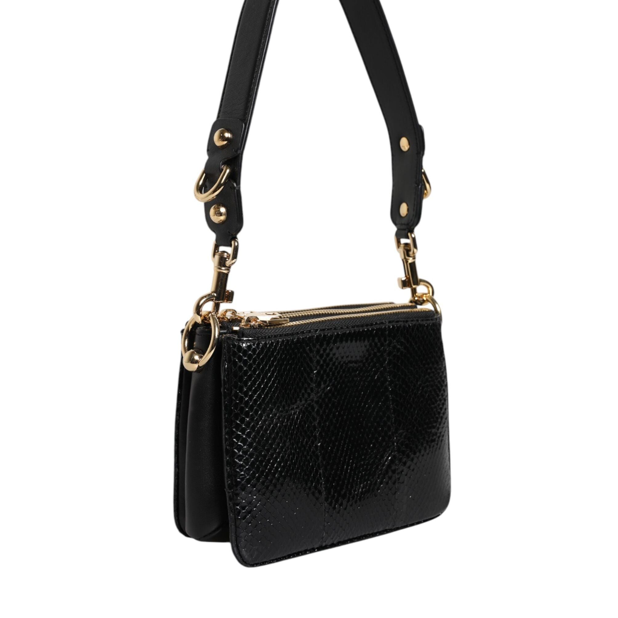 Dolce & Gabbana Black Exotic Leather Shoulder Sling Clutch Bag