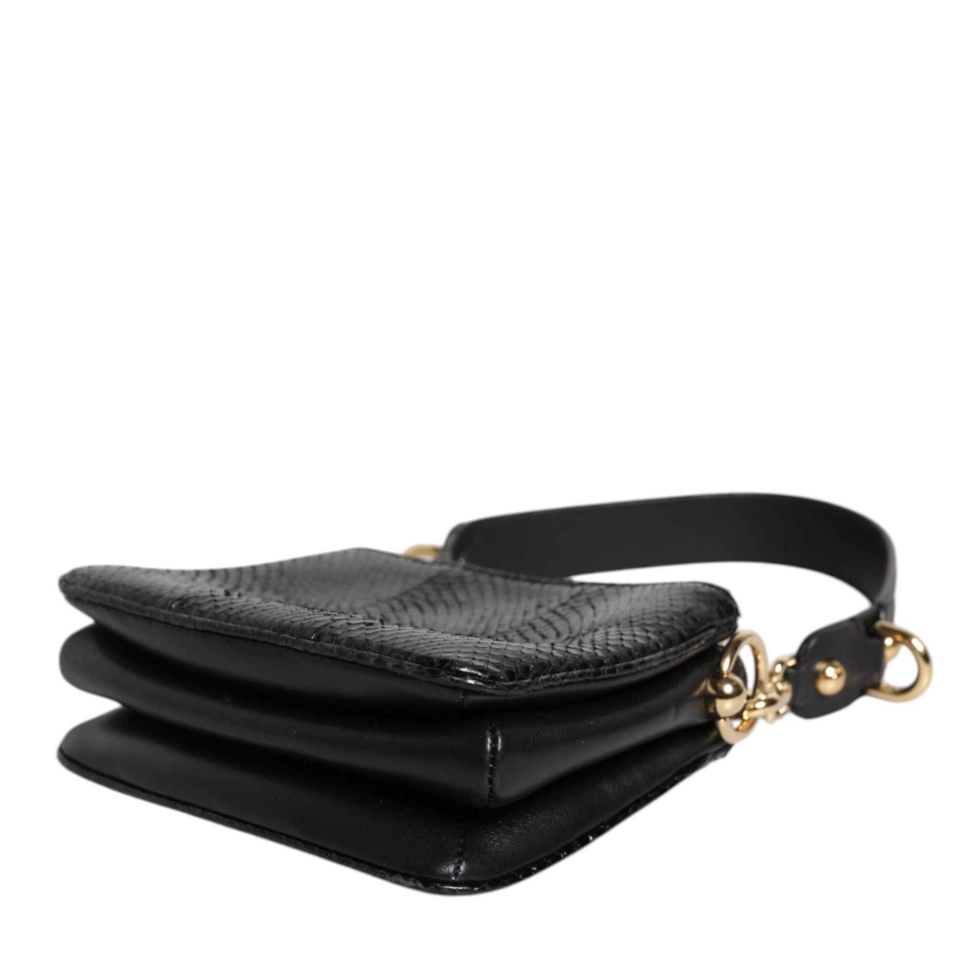Dolce & Gabbana Black Exotic Leather Shoulder Sling Clutch Bag