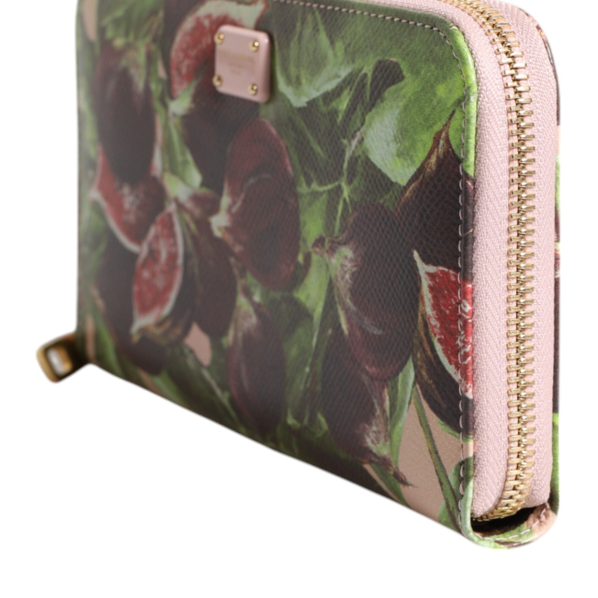 Dolce & Gabbana Multicolor Fig Fruit Dauphine Leather Zip Around Continental Wallet