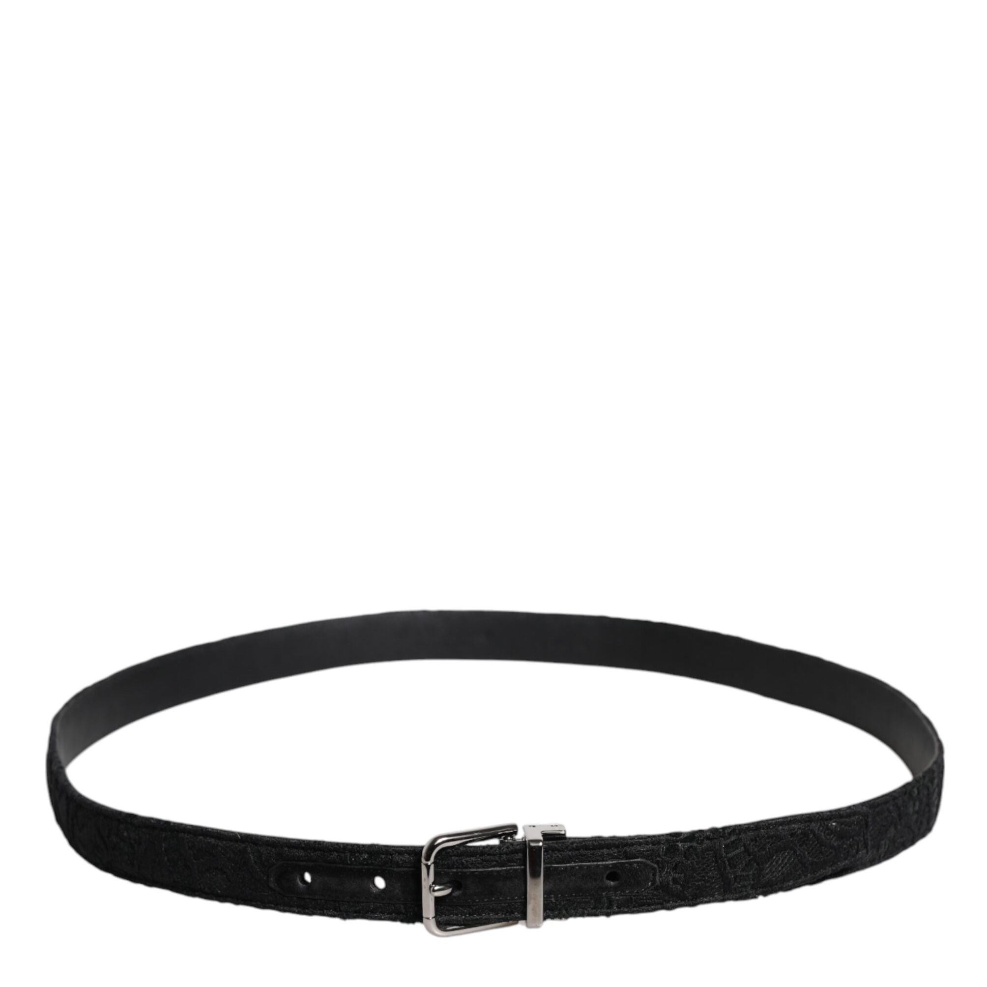 Dolce & Gabbana Black Cotton Blend Silver Metal Buckle Belt