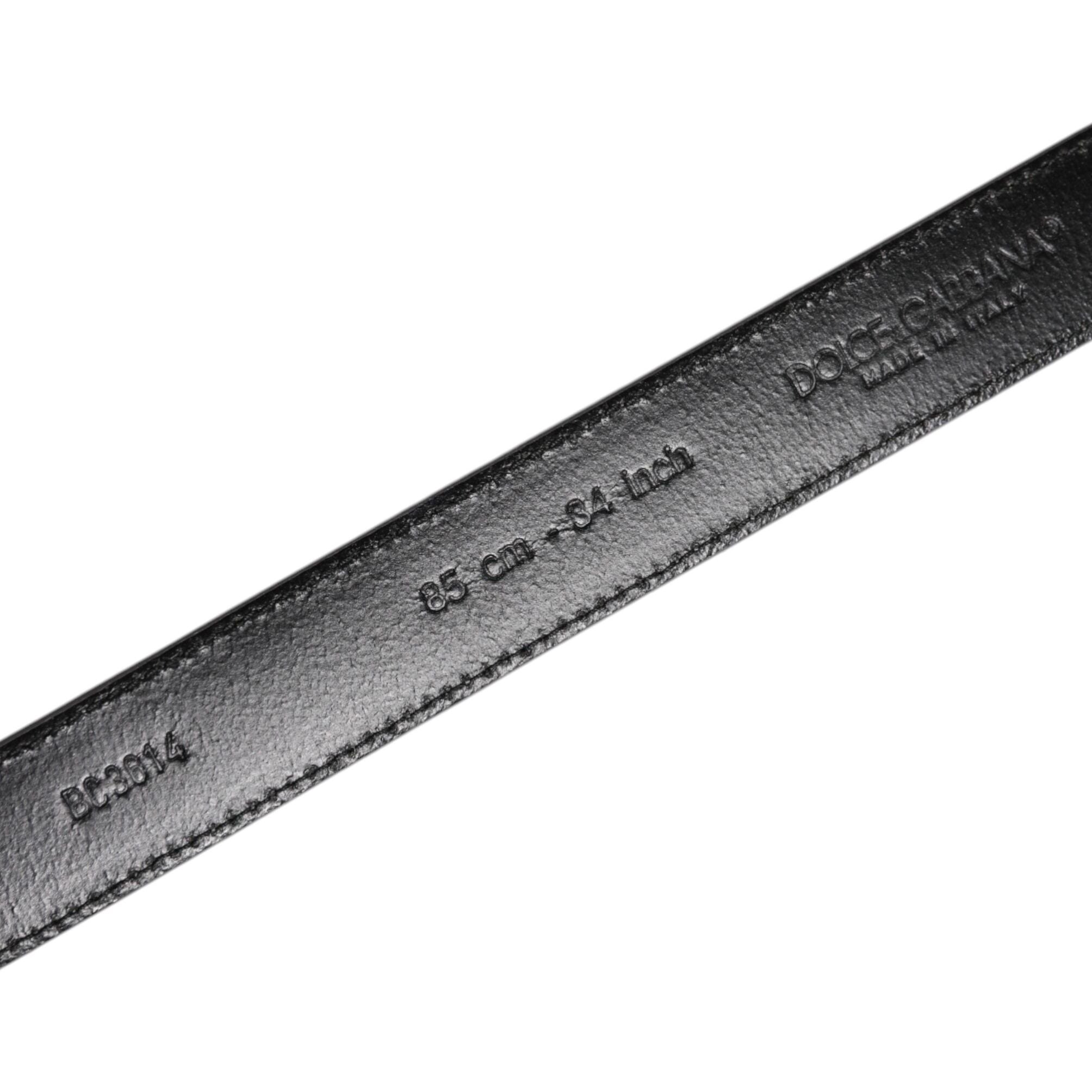 Dolce & Gabbana Gray Leather Silver Tone Metal Buckle Belt