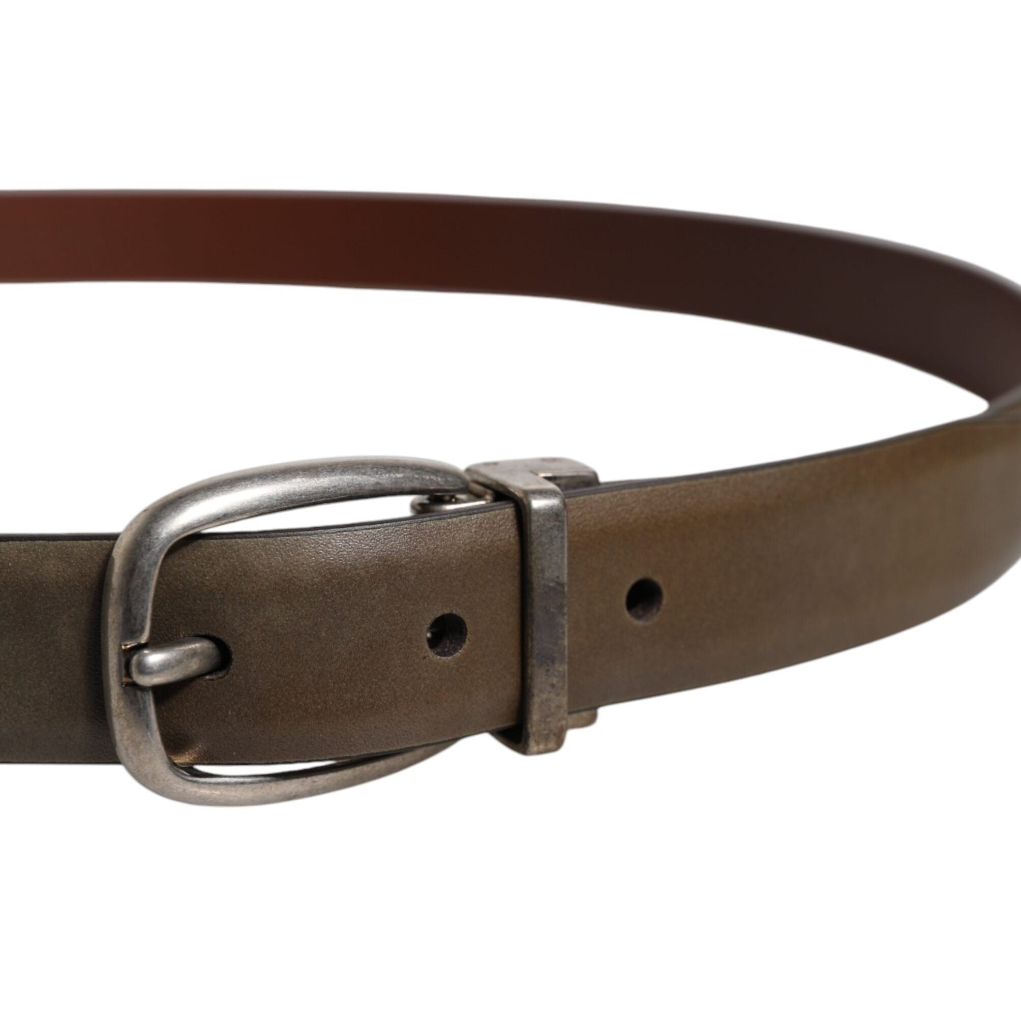 Dolce & Gabbana Brown Leather Classic Metal Logo Buckle Belt