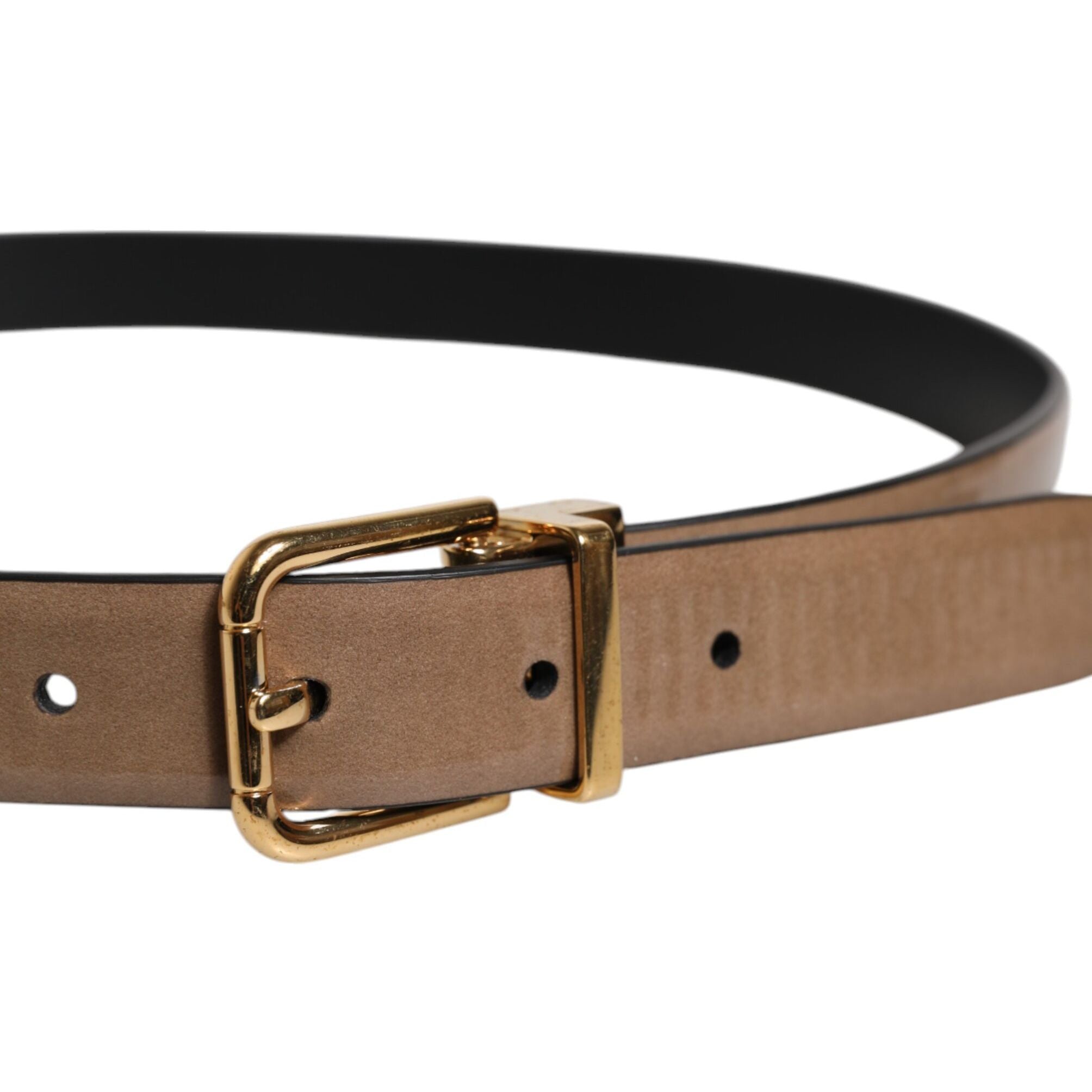 Dolce & Gabbana Brown Leather Classic Metal Logo Buckle Belt