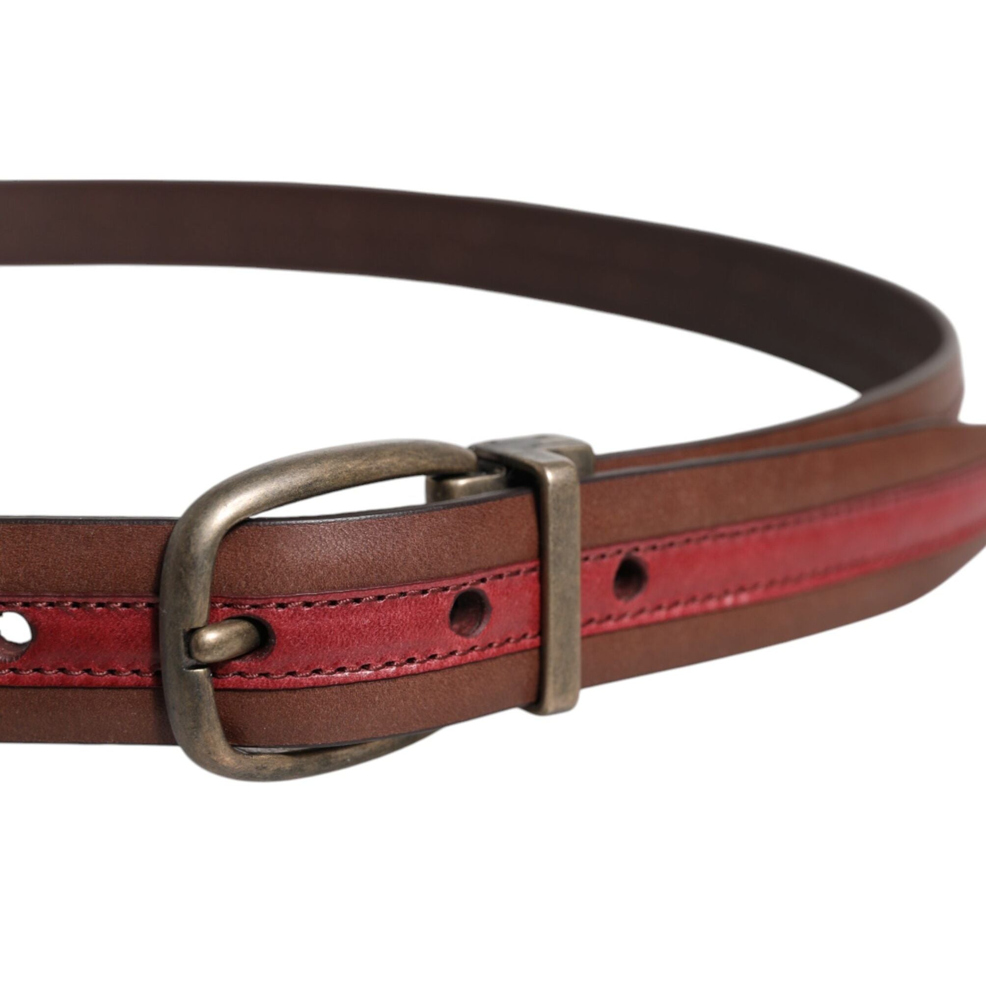 Dolce & Gabbana Burgundy Leather Metal Logo Buckle Belt