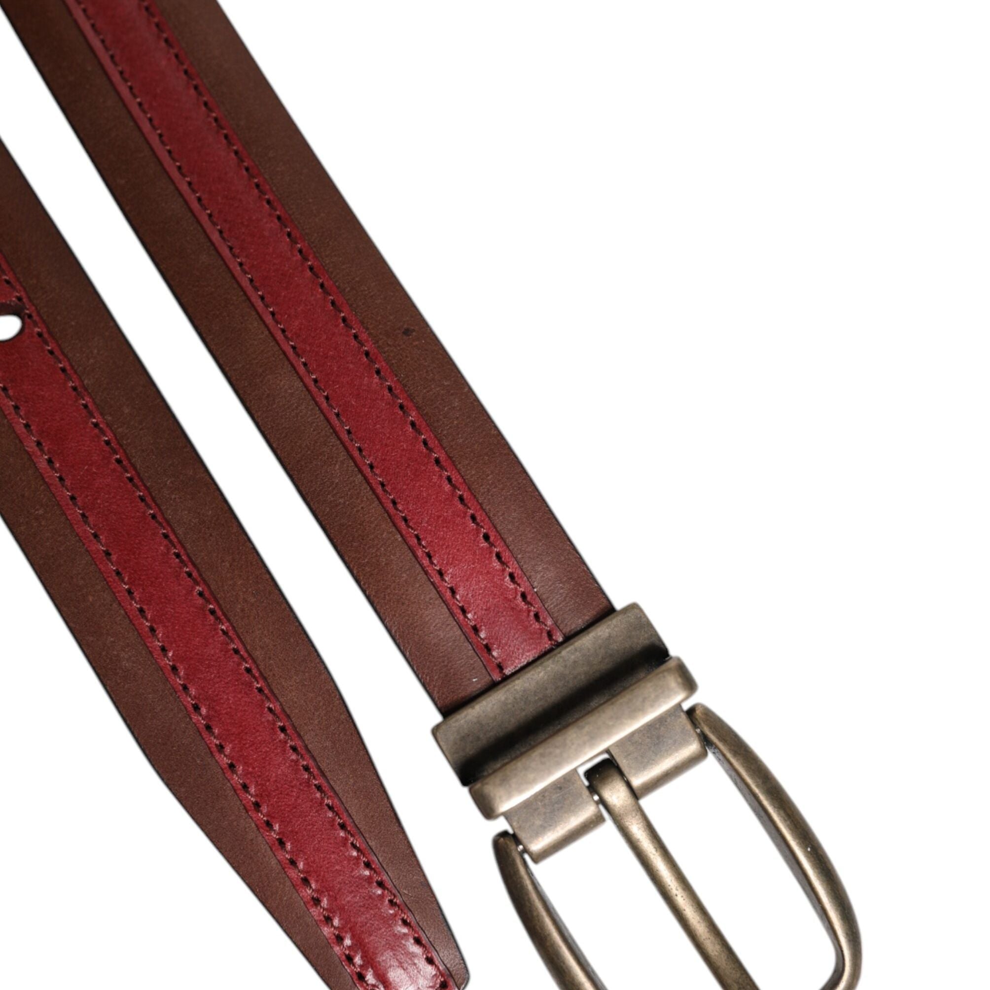 Dolce & Gabbana Burgundy Leather Metal Logo Buckle Belt