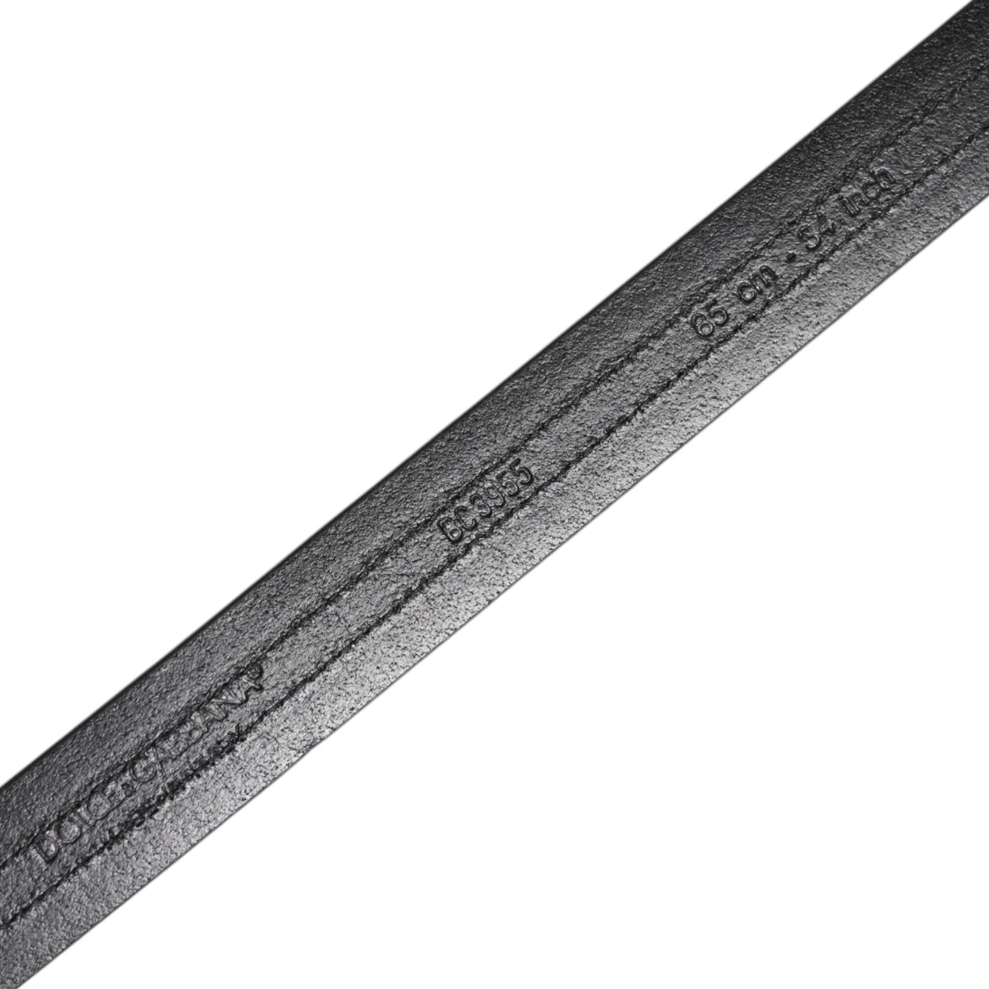 Dolce & Gabbana Black Burgundy Calfskin Metal Logo Buckle Belt