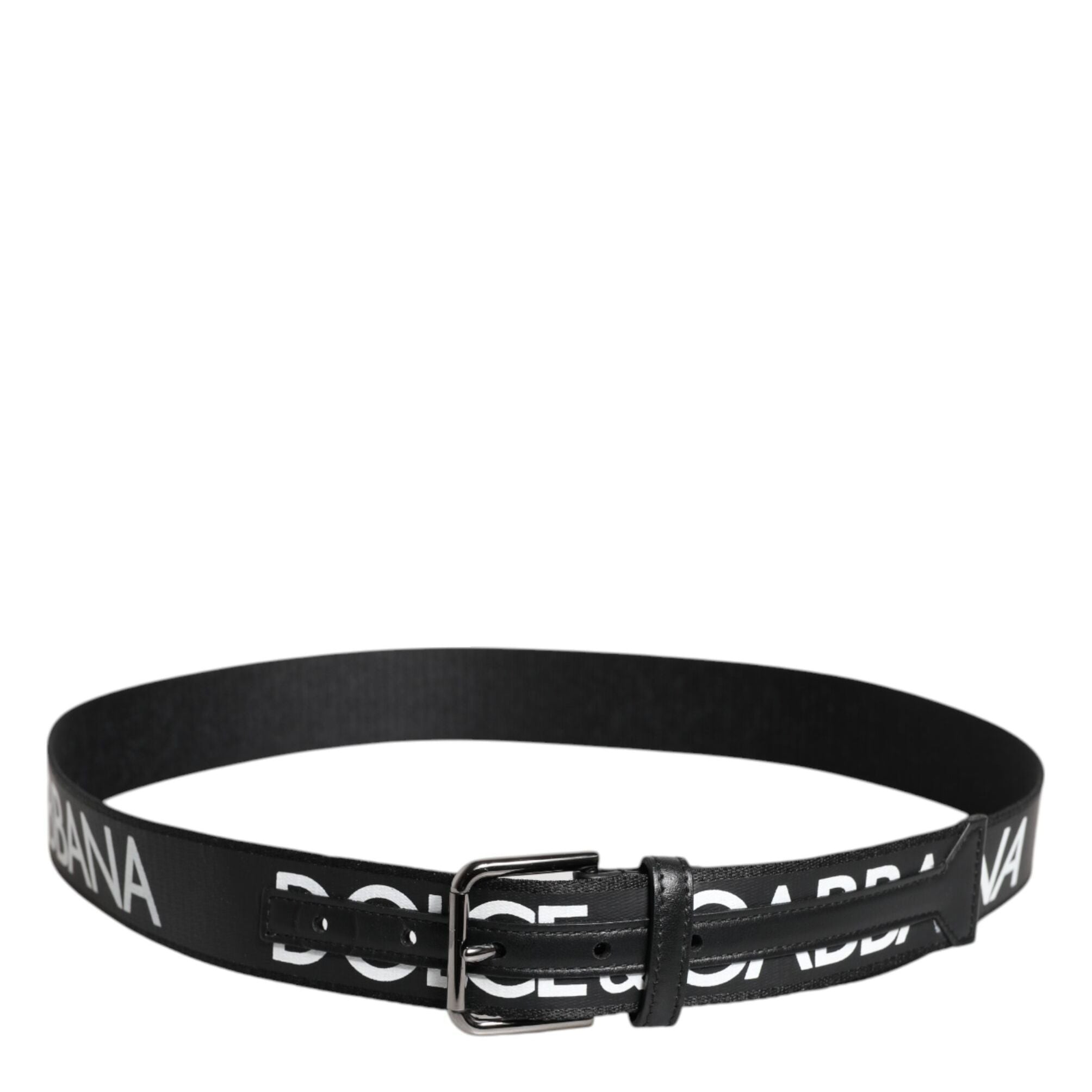 Dolce & Gabbana Black Leather Classic Metal Logo Buckle Belt