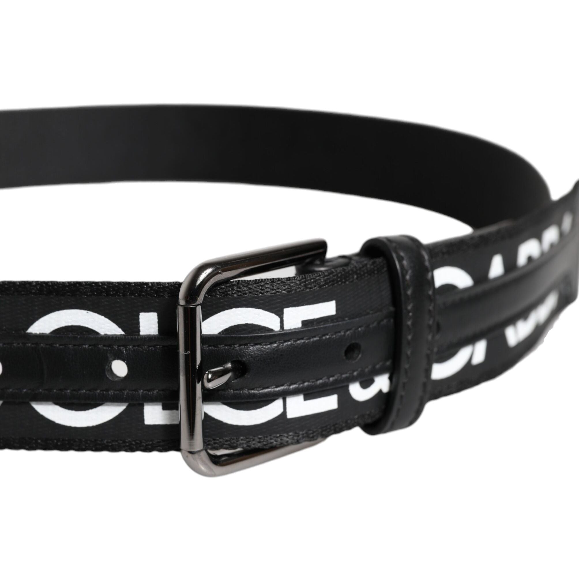 Dolce & Gabbana Black Leather Classic Metal Logo Buckle Belt