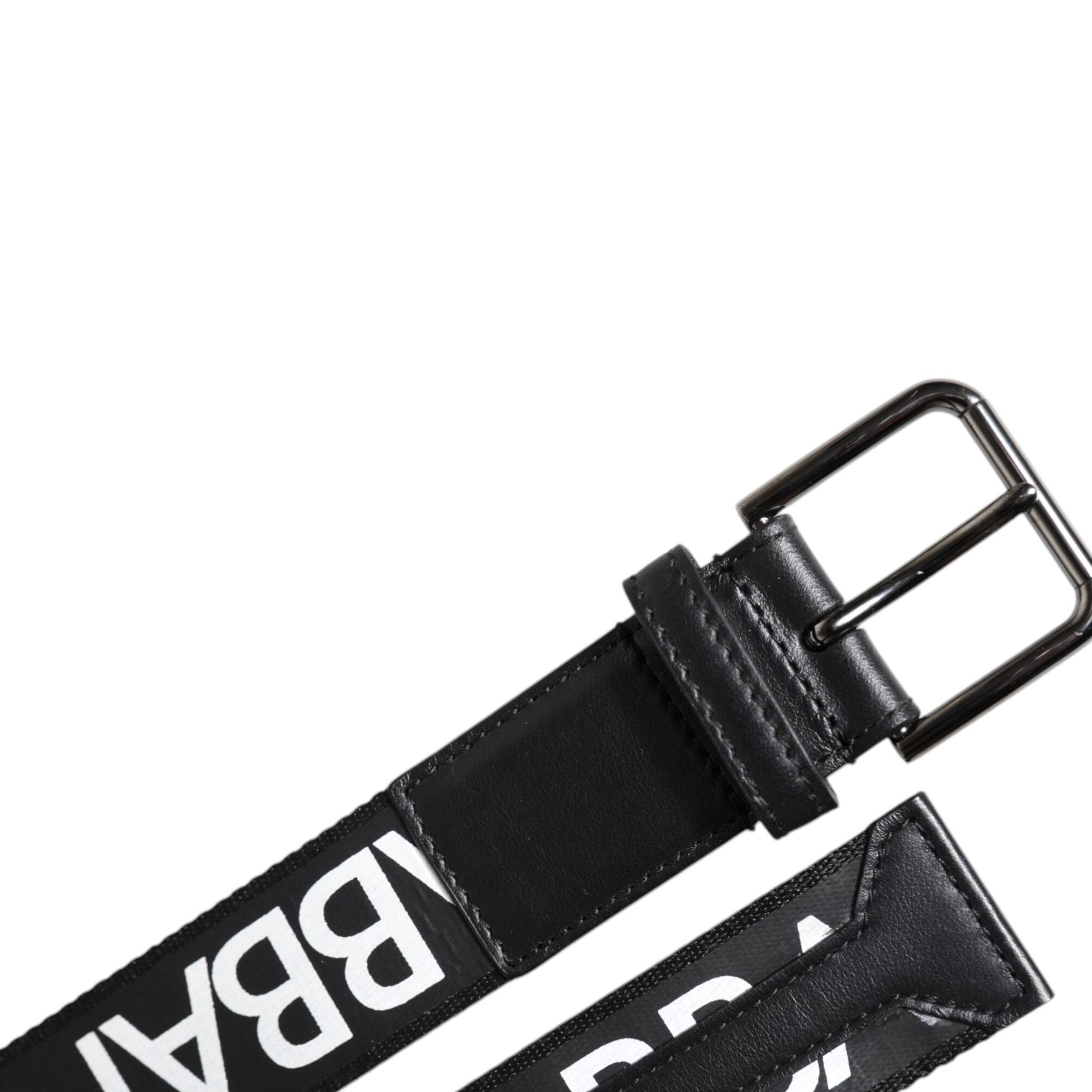 Dolce & Gabbana Black Leather Classic Metal Logo Buckle Belt