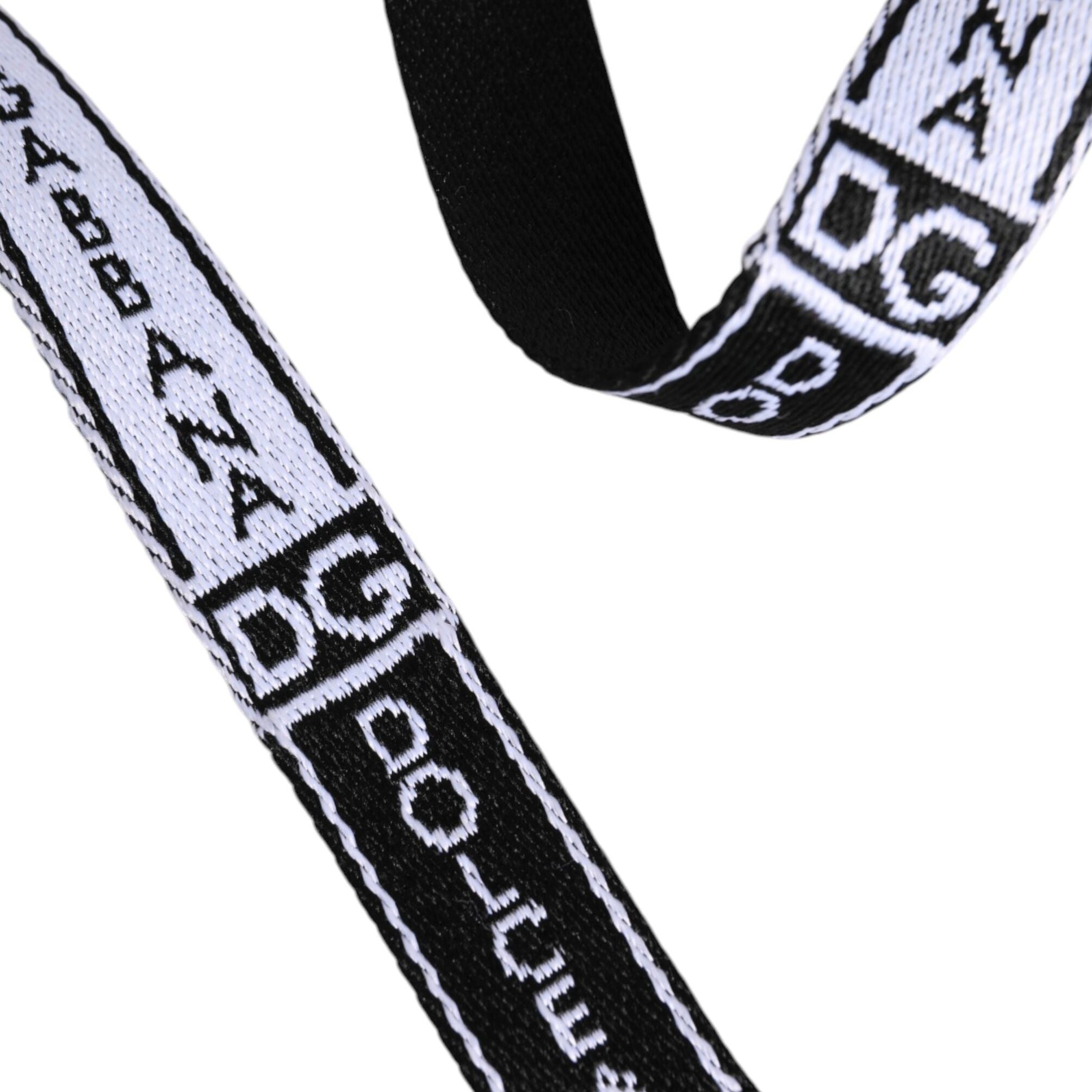 Dolce & Gabbana Black White Printed Metal Logo Buckle Belt