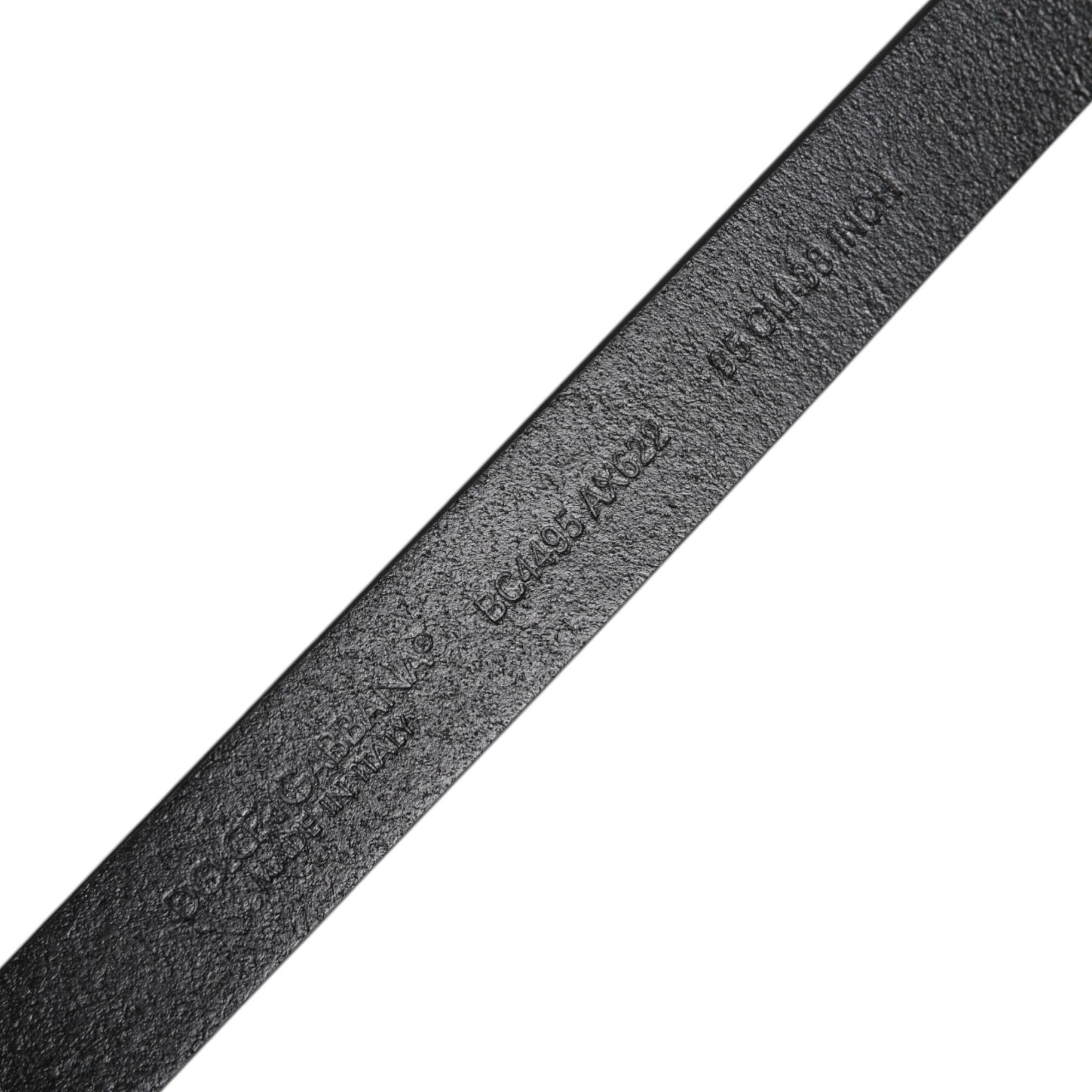 Dolce & Gabbana Black Calfskin Classic Metal Logo Buckle Belt