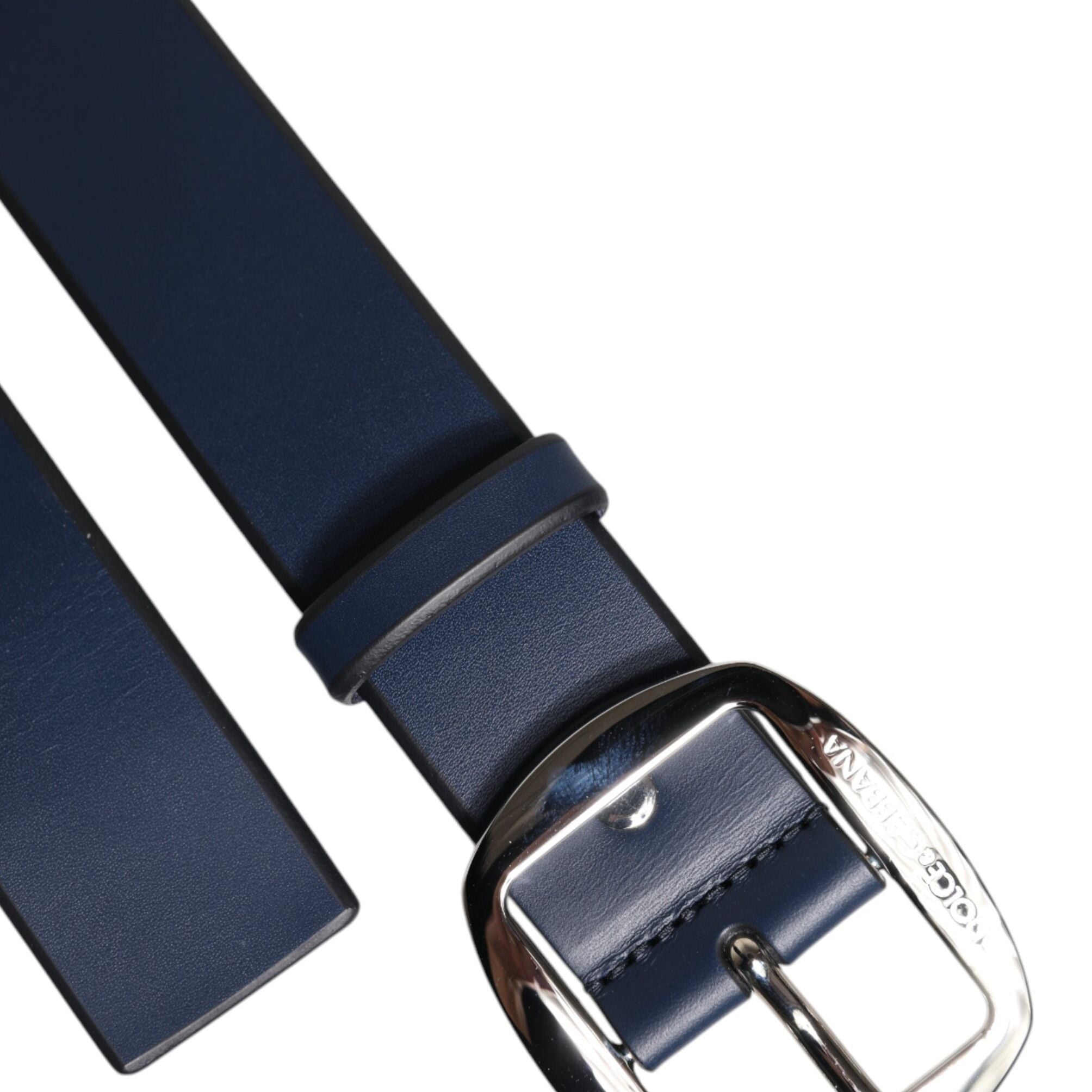 Dolce & Gabbana Blue Calf Leather Classic Metal Buckle Belt