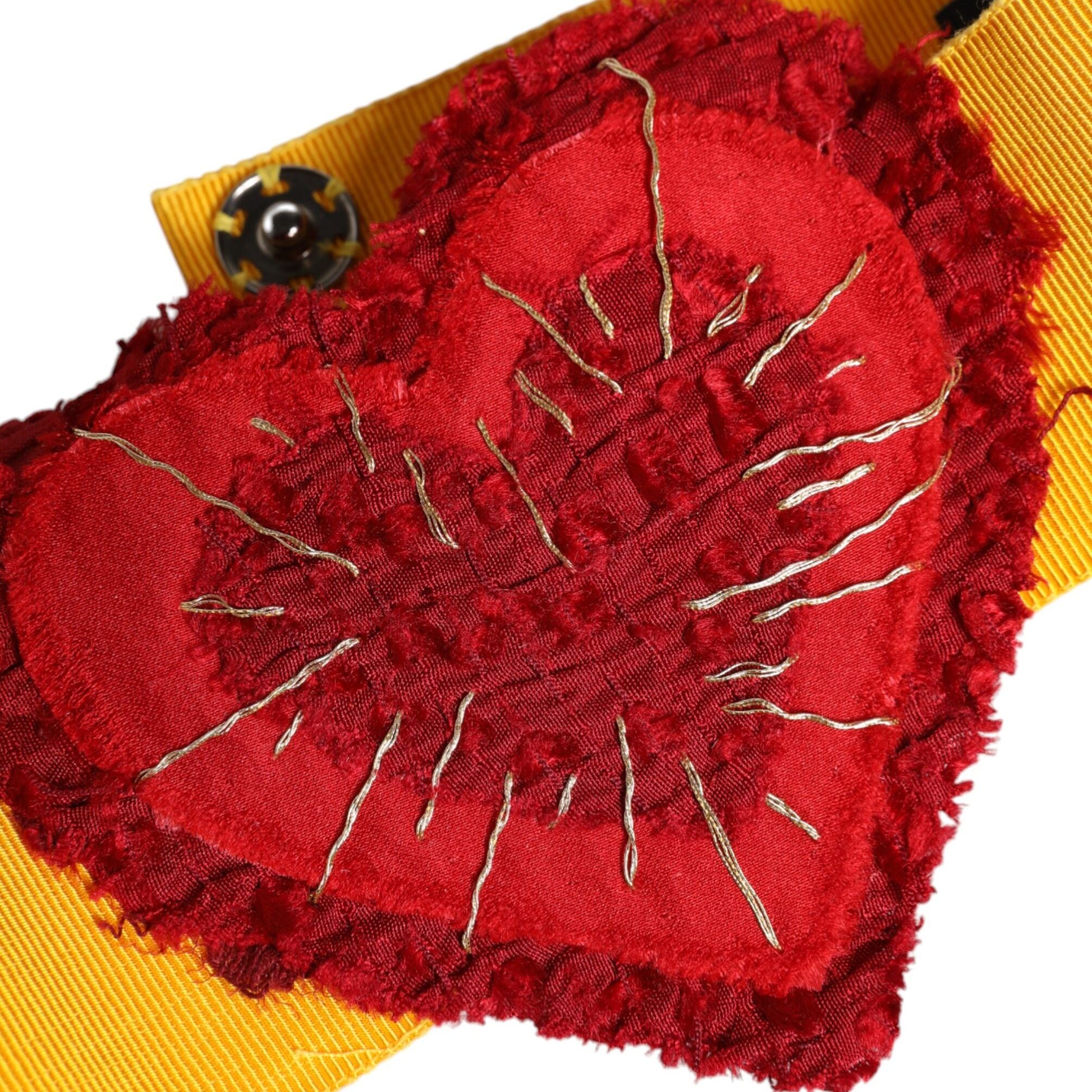 Dolce & Gabbana Yellow Stretch Wide Waist Heart Embellished Belt