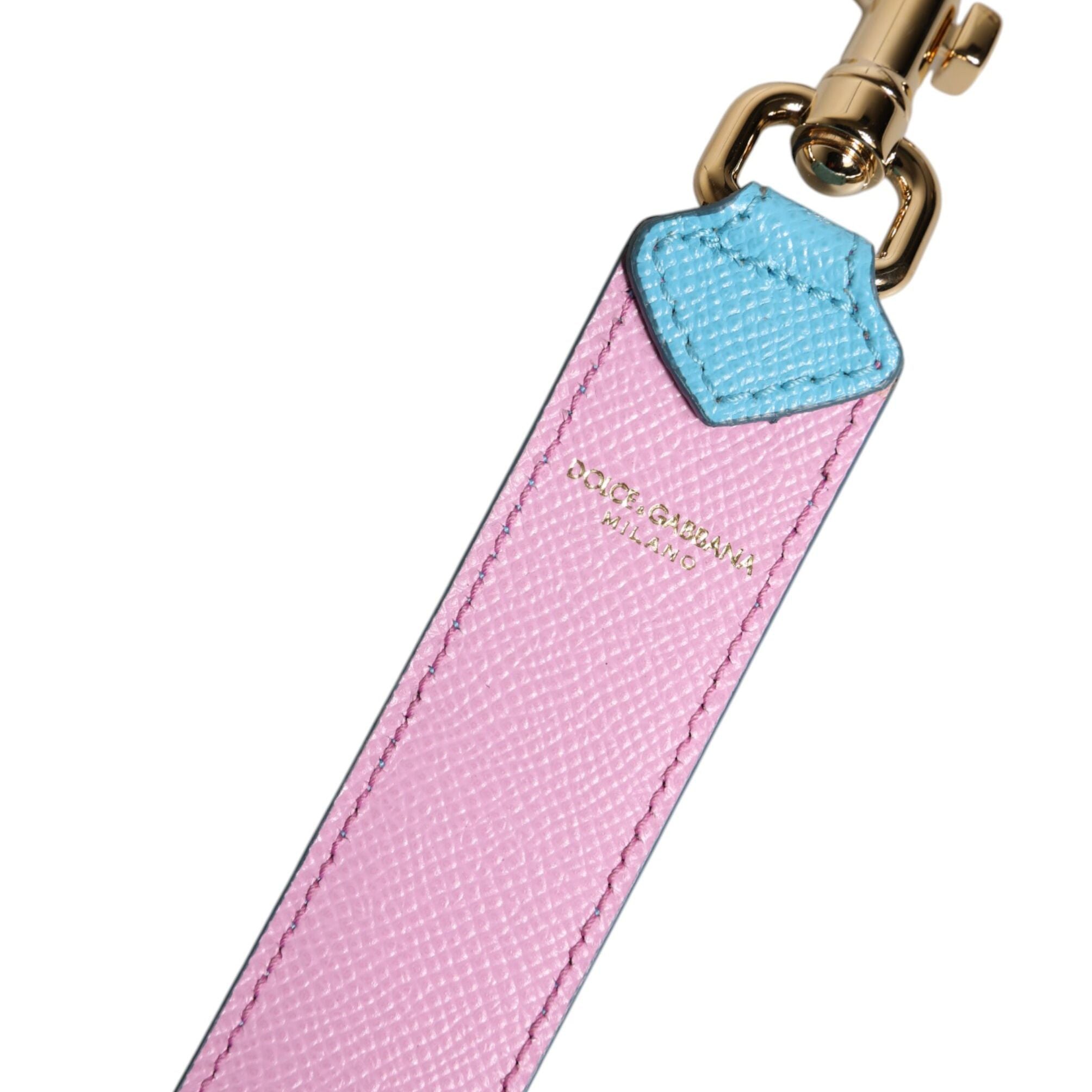 Dolce & Gabbana Pink Blue Leather Handle Bag Shoulder Strap