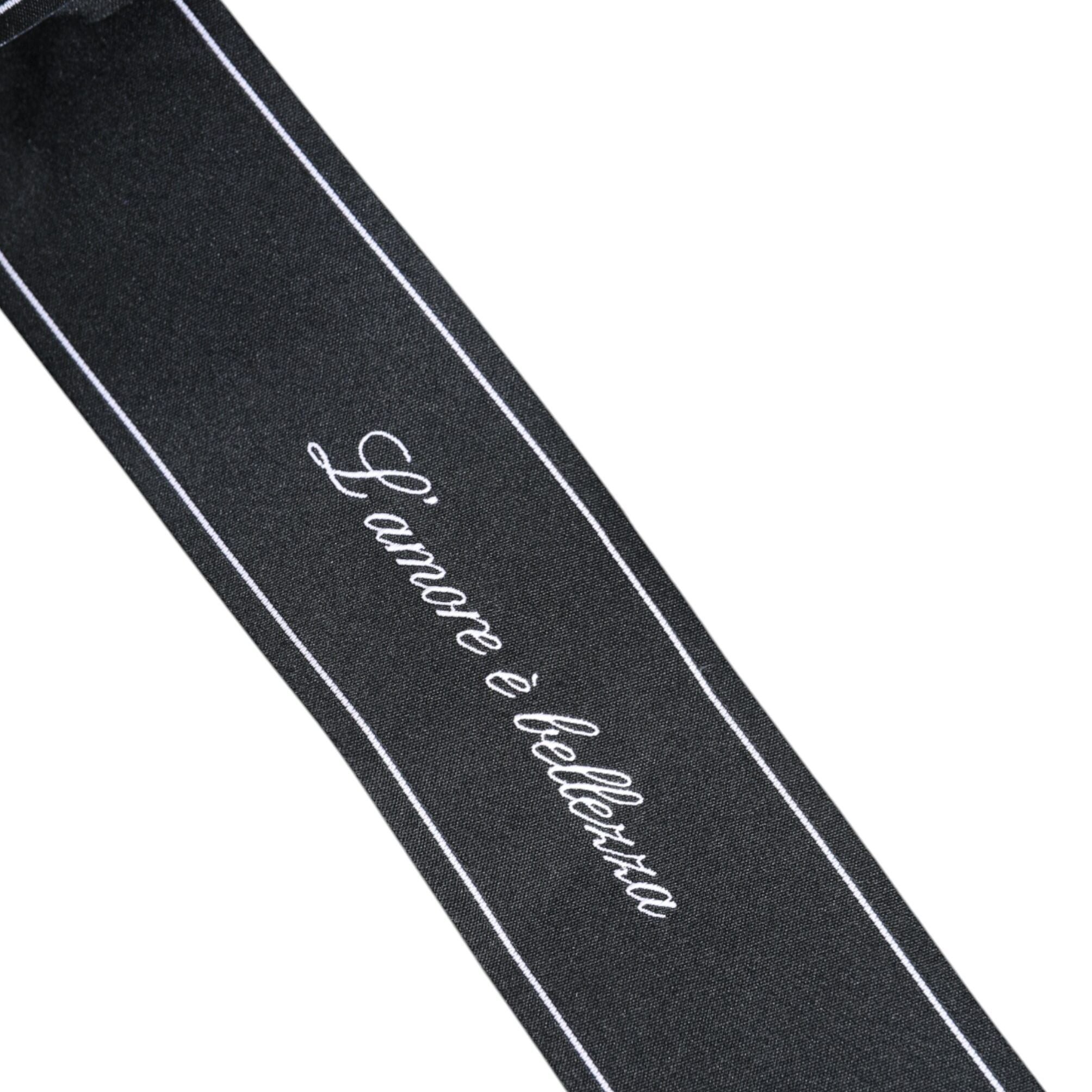 Dolce & Gabbana Black Waist Ribbon Wide Bow Logo Belt