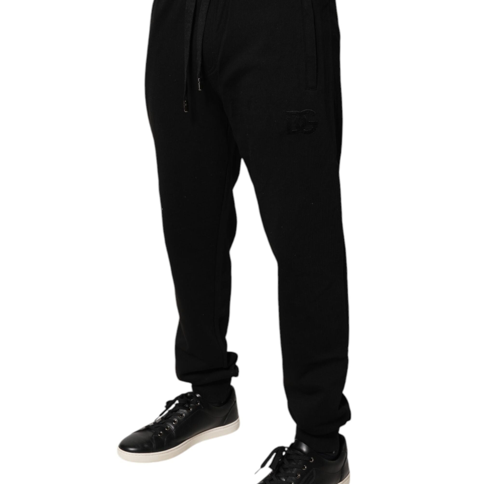 Dolce & Gabbana Black Cotton Mid Waist Jogger Sweatpants Pants