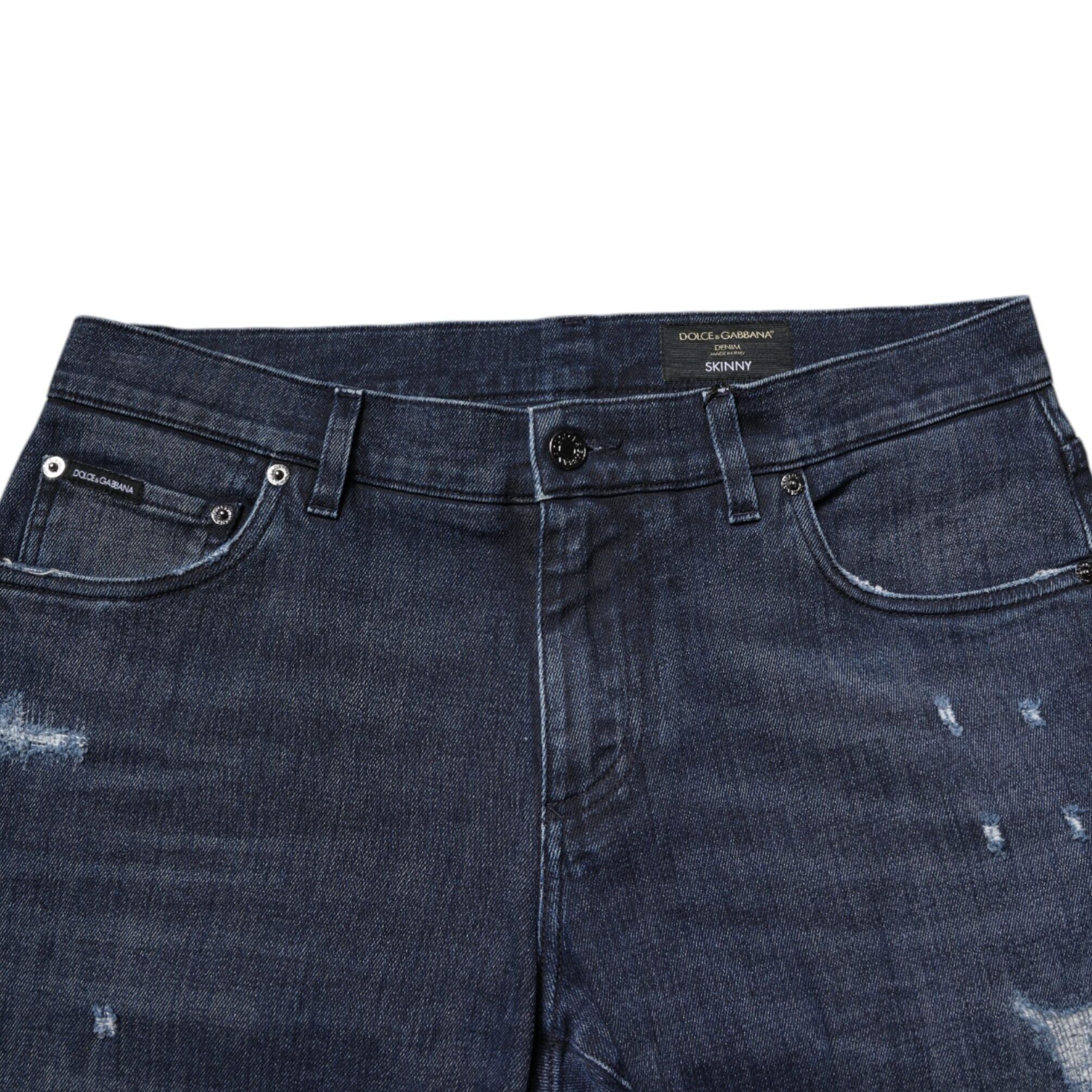 Dolce & Gabbana Blue Cotton Stretch Skinny Men Denim Jeans
