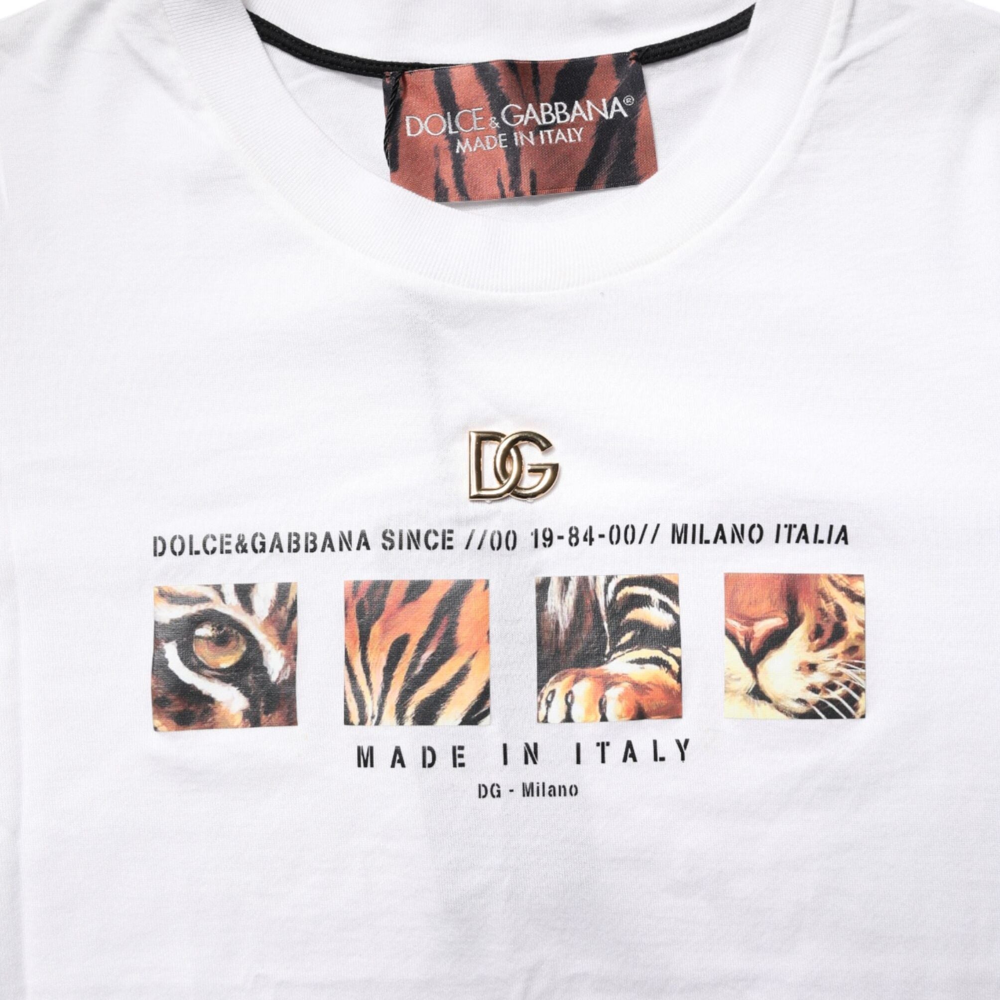 Dolce & Gabbana White Cotton Graphic Print Crew Neck T-shirt