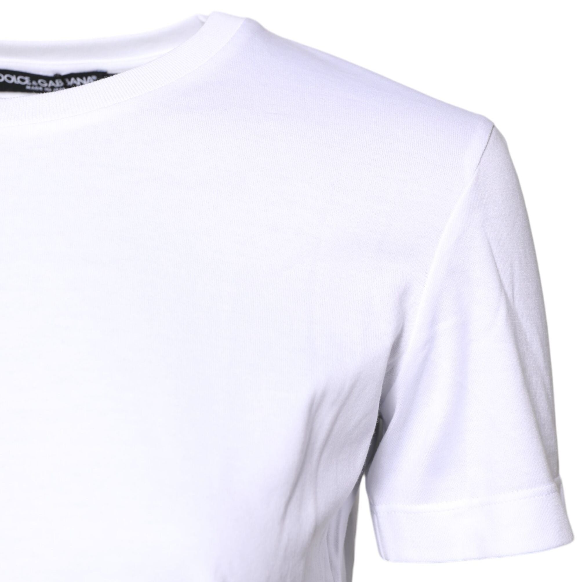 Dolce & Gabbana White Cotton Crew Neck Short Sleeves T-shirt