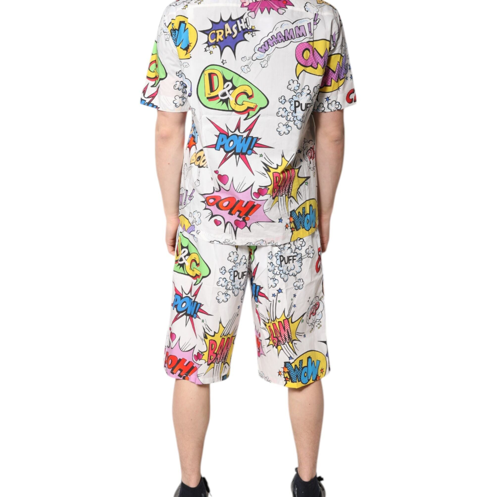 Dolce & Gabbana White Cartoon Print Cotton Men Pajama Set Sleepwear