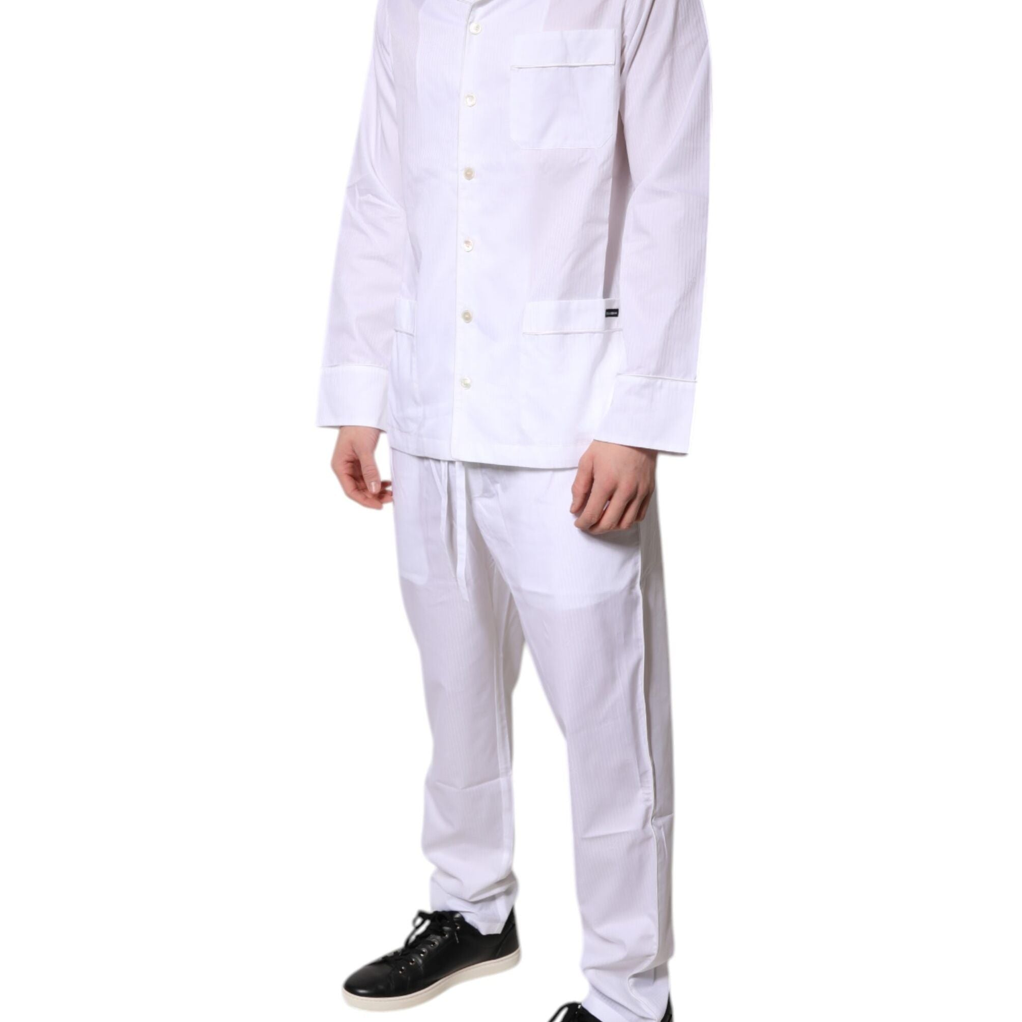Dolce & Gabbana White Cotton Shirt Pants Pajama Set Sleepwear
