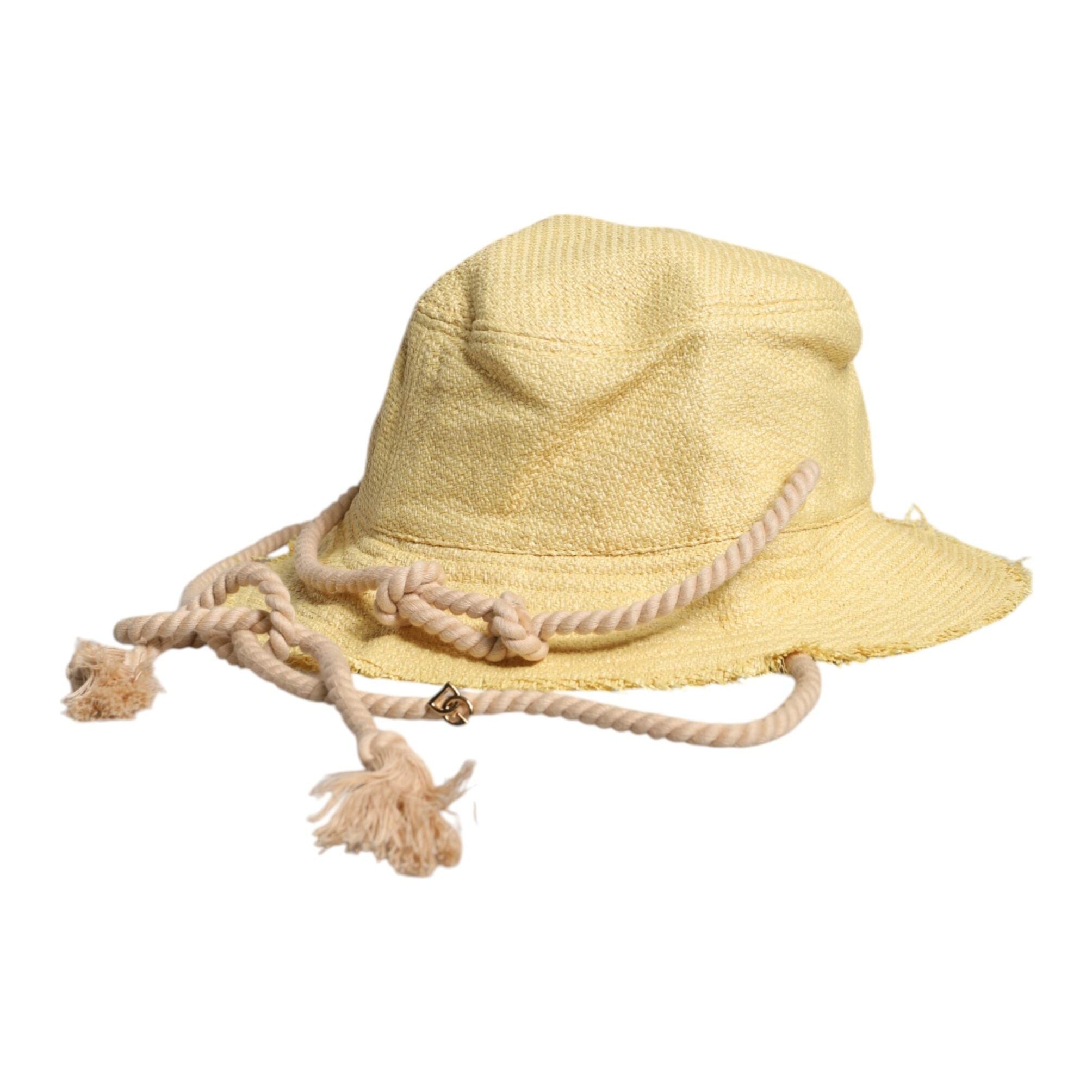 Dolce & Gabbana Yellow Cotton Wide Brim Bucket