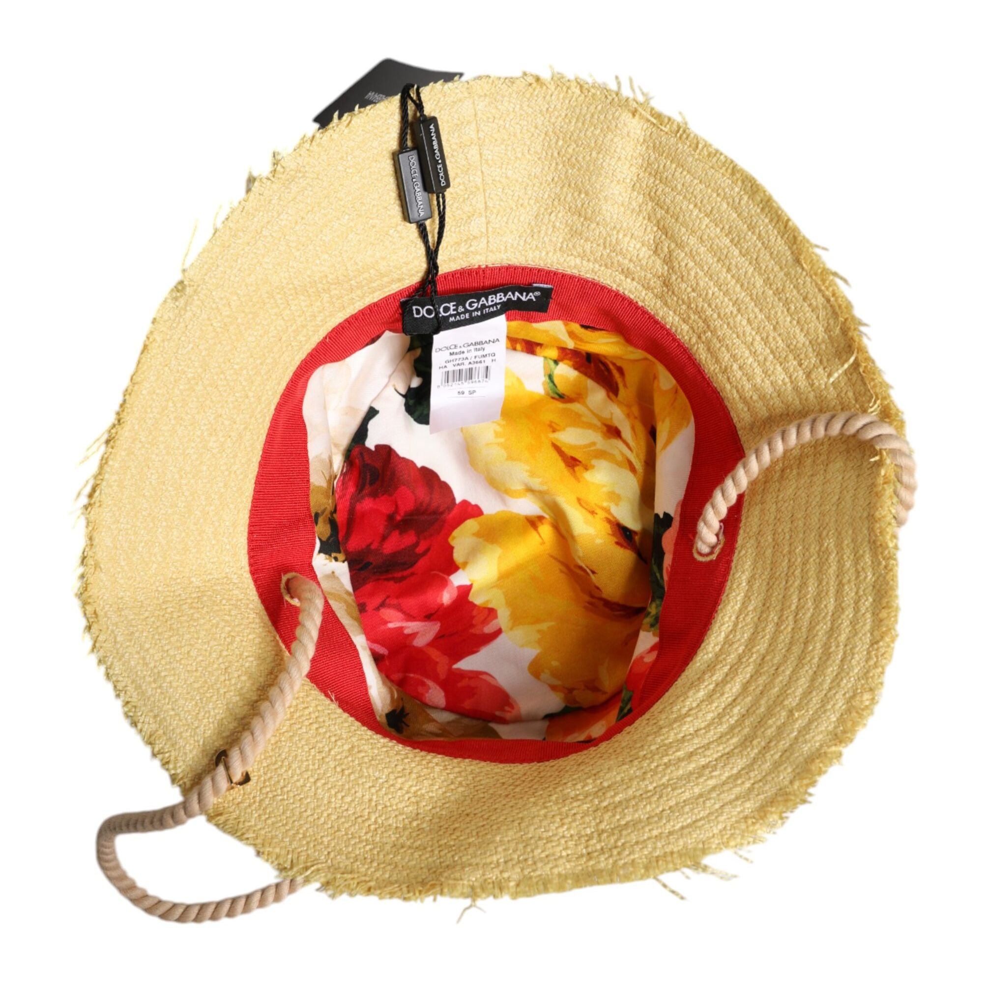 Dolce & Gabbana Yellow Cotton Wide Brim Bucket